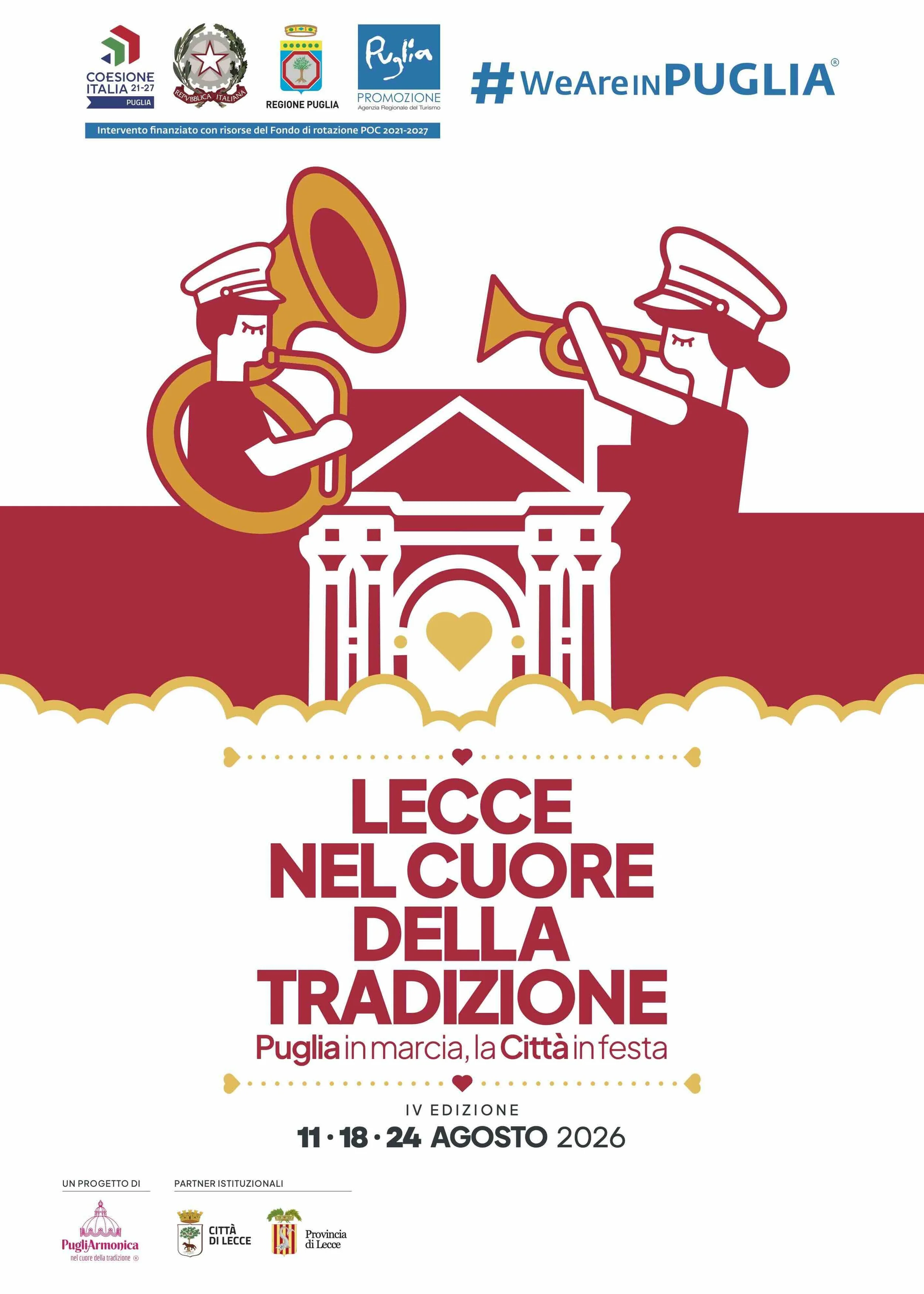 Le marce sinfoniche pugliesi sfilano in città. Domani secondo appuntamento per LECCE – NEL CUORE DELLA TRADIZIONE