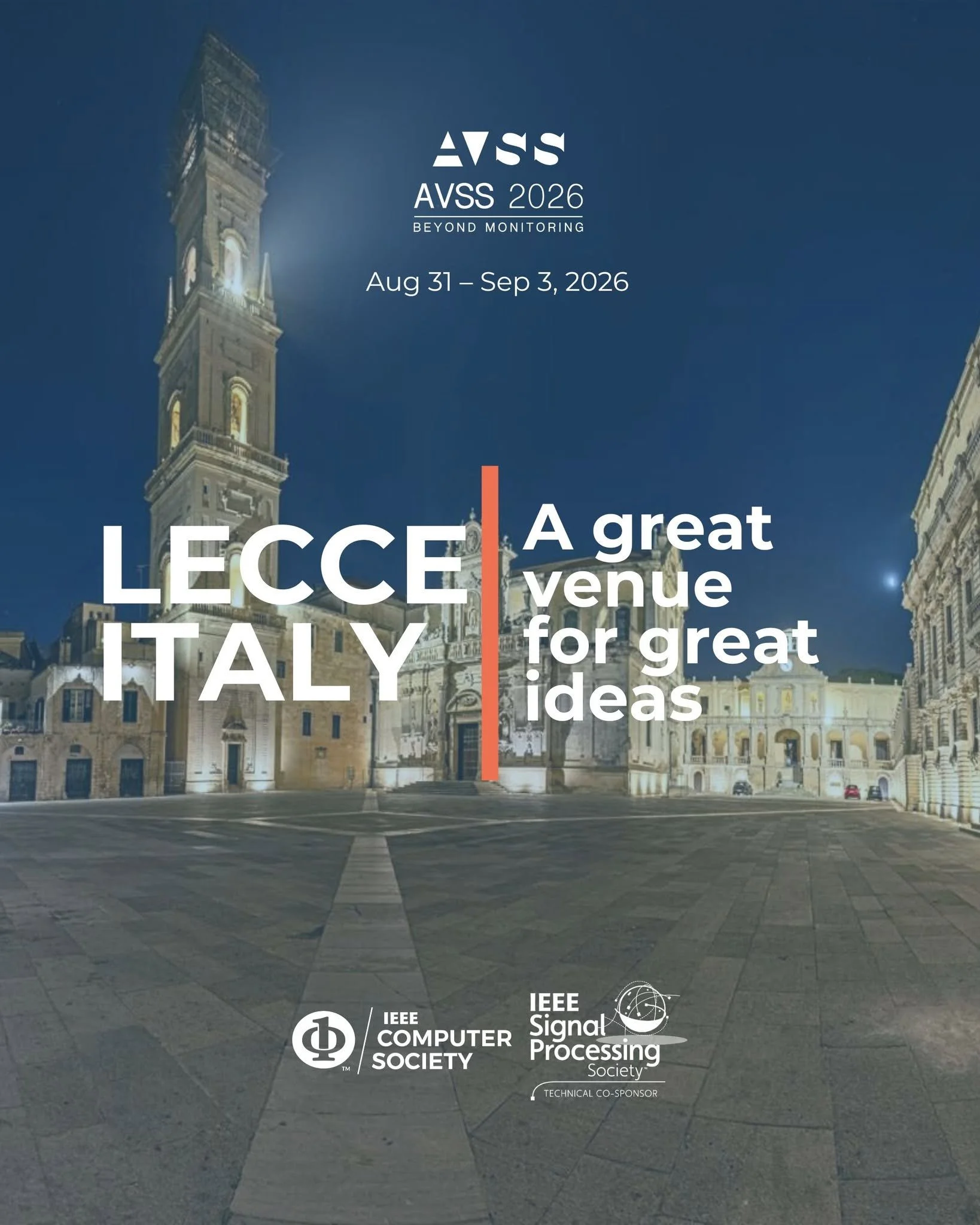 INTELLIGENZA ARTIFICIALE, SICUREZZA E MONITORAGGIO: DAL 31 AGOSTO AL 3 SETTEMBRE LECCE OSPITA AVSS – ADVANCED VISUAL AND SIGNAL-BASED SYSTEMS 2026