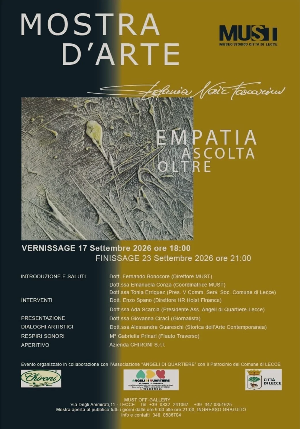 Mostra di Stefania Nair Foscarini al MUST Off Gallery di Lecce
