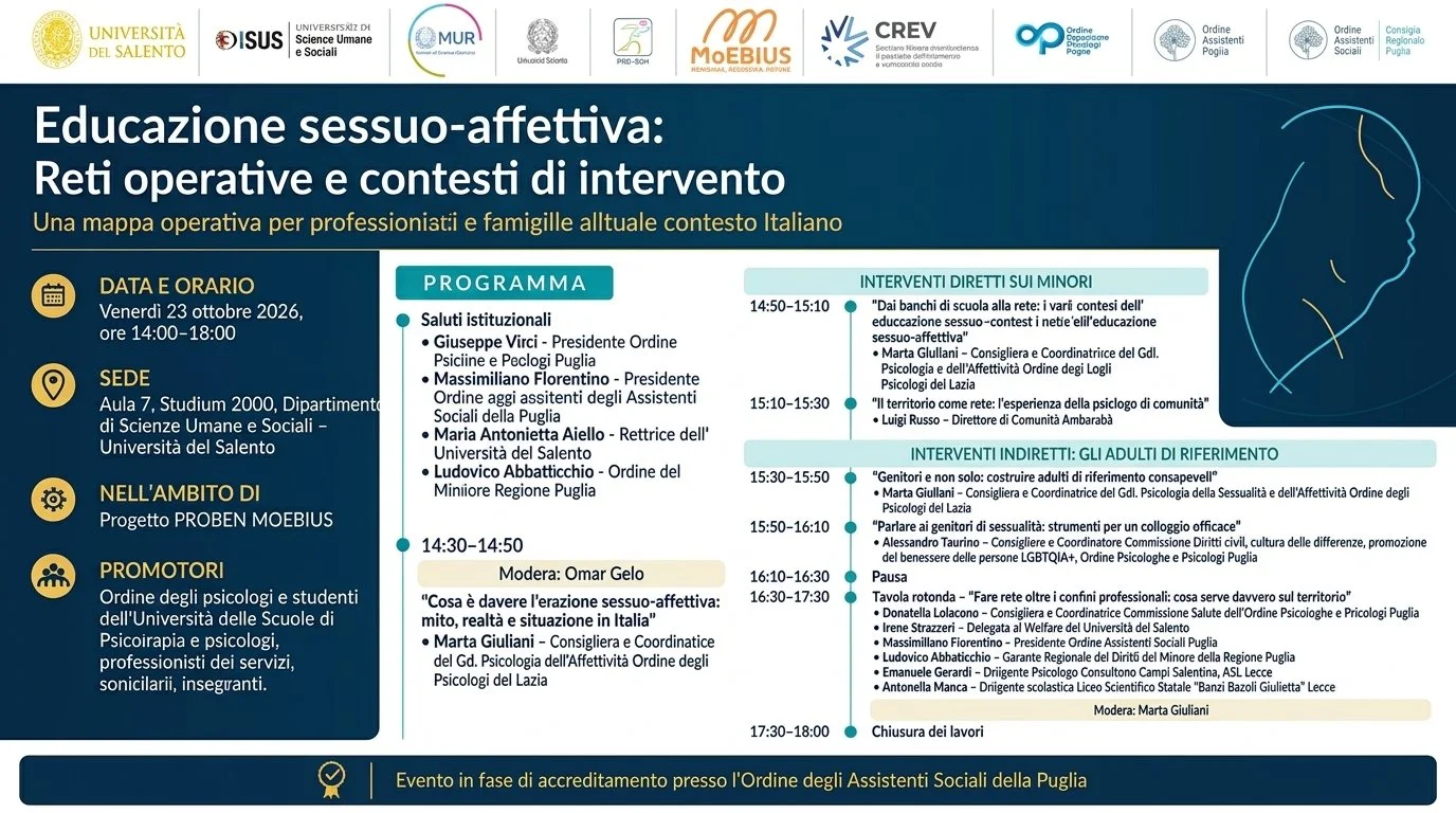 Educazione sessuo-affettiva, UniSalento promuove il confronto tra professionisti e famiglie
