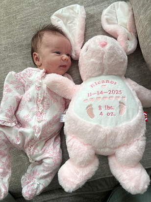 Newborn with Birth Announcement Stuffed Animal