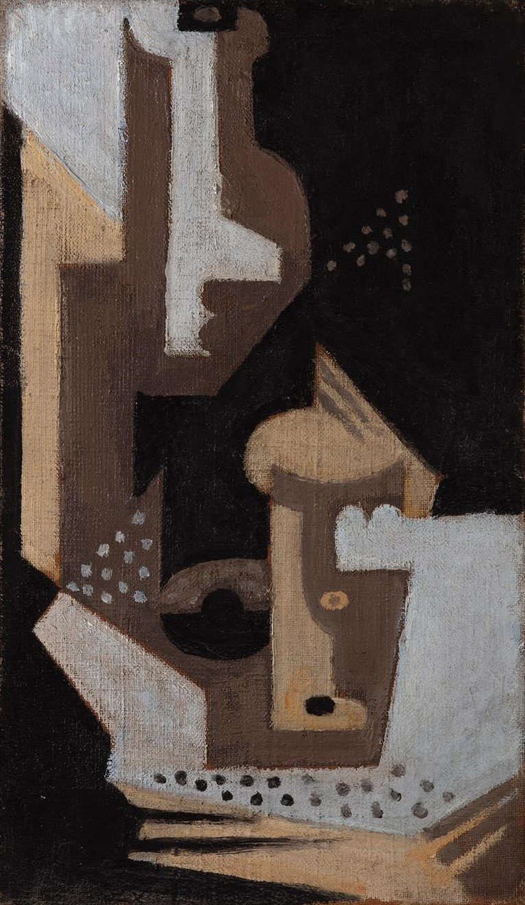 Ben Elwes fine Art: María Blanchard (1881-1932), Cubist Composition, 1917-18, oil on canvas, 46 x 27 cm (18 1/10 x 10 2/5 in)