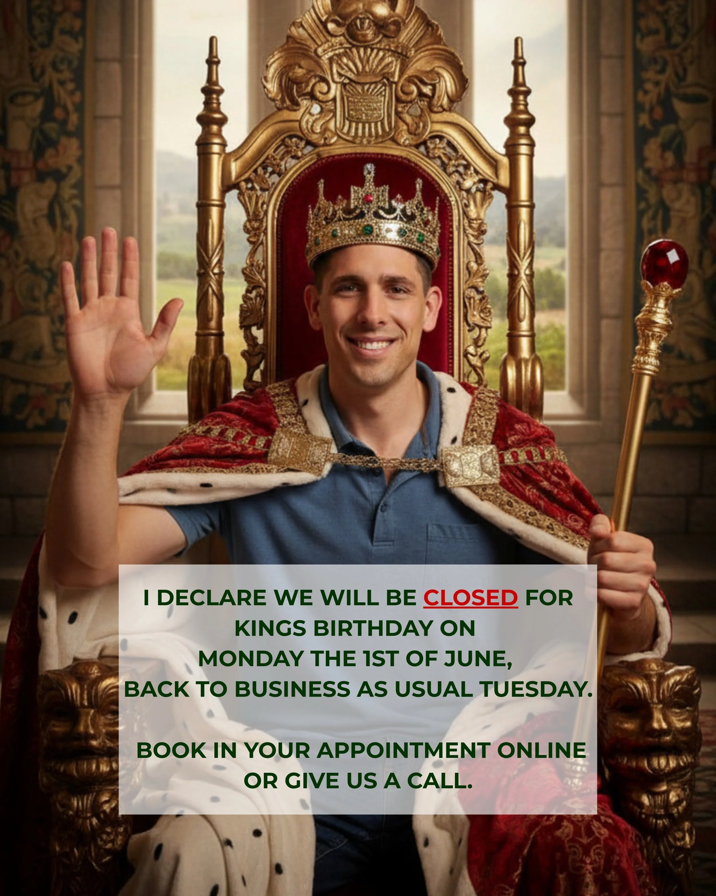 Because it was Doctor Quinn&rsquo;s birthday last week we decided to celebrate this weekend a with a day off on Monday for everyone! 🤴🏻🎉

If you&rsquo;re travelling this weekend, be kind to your body and break the trip up so you can get out for a 