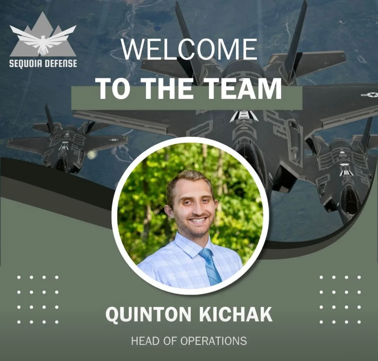 🚀 Welcome to the Team, Quinton!

We&rsquo;re excited to welcome Quinton Kichak, SHRM-CP to #SequoiaDefense as our new Head of Operations. 

Quinton brings deep experience leading operations, finance, HR, compliance, and administration within governm