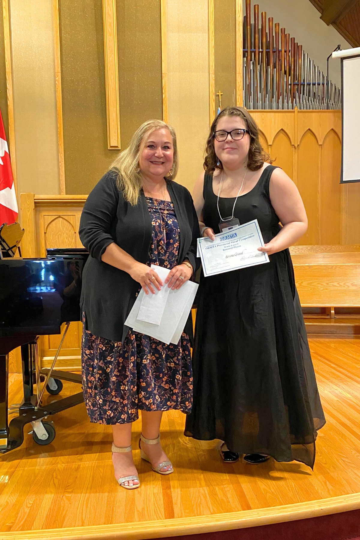 Vocal Competition Level 8 & 9 runner-up, Serena Gravel with ORMTA President, Tania Granata