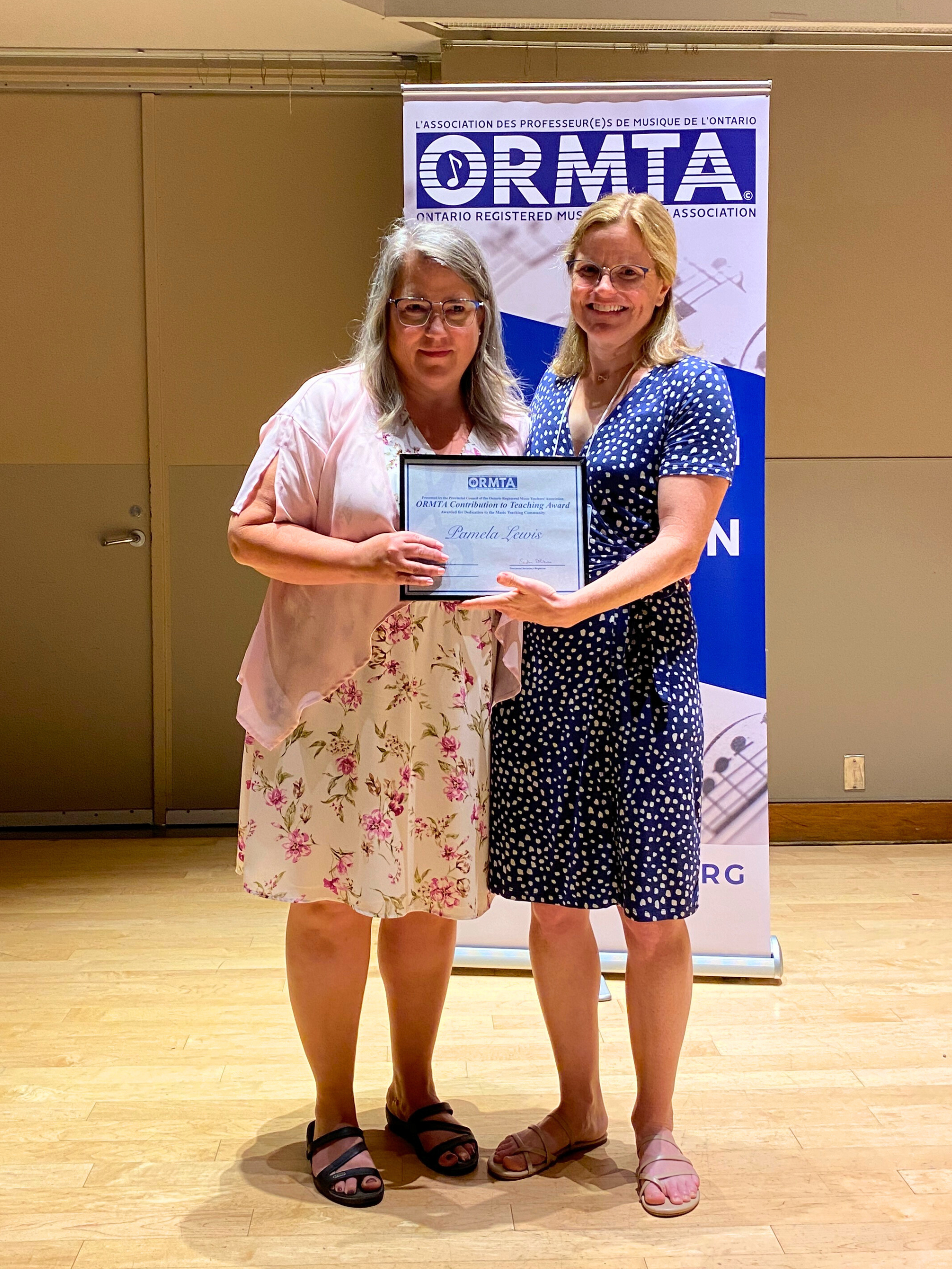 2024 OCTA Recipient, Pamela Lewis with ORMTA Past President, Laura Gray