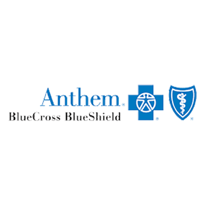 Logos of Anthem, Blue Cross Blue Shield, and an emblem with a cross and a rod with a snake, representing health insurance and healthcare.