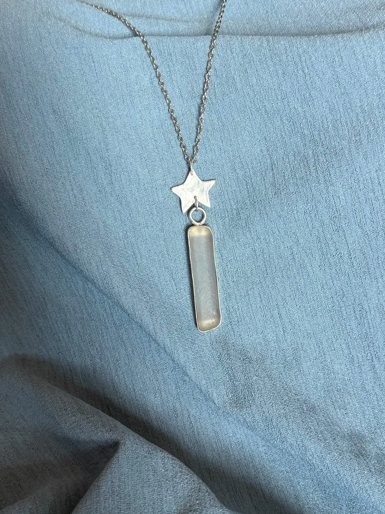 Star & White Sea Glass Pendant