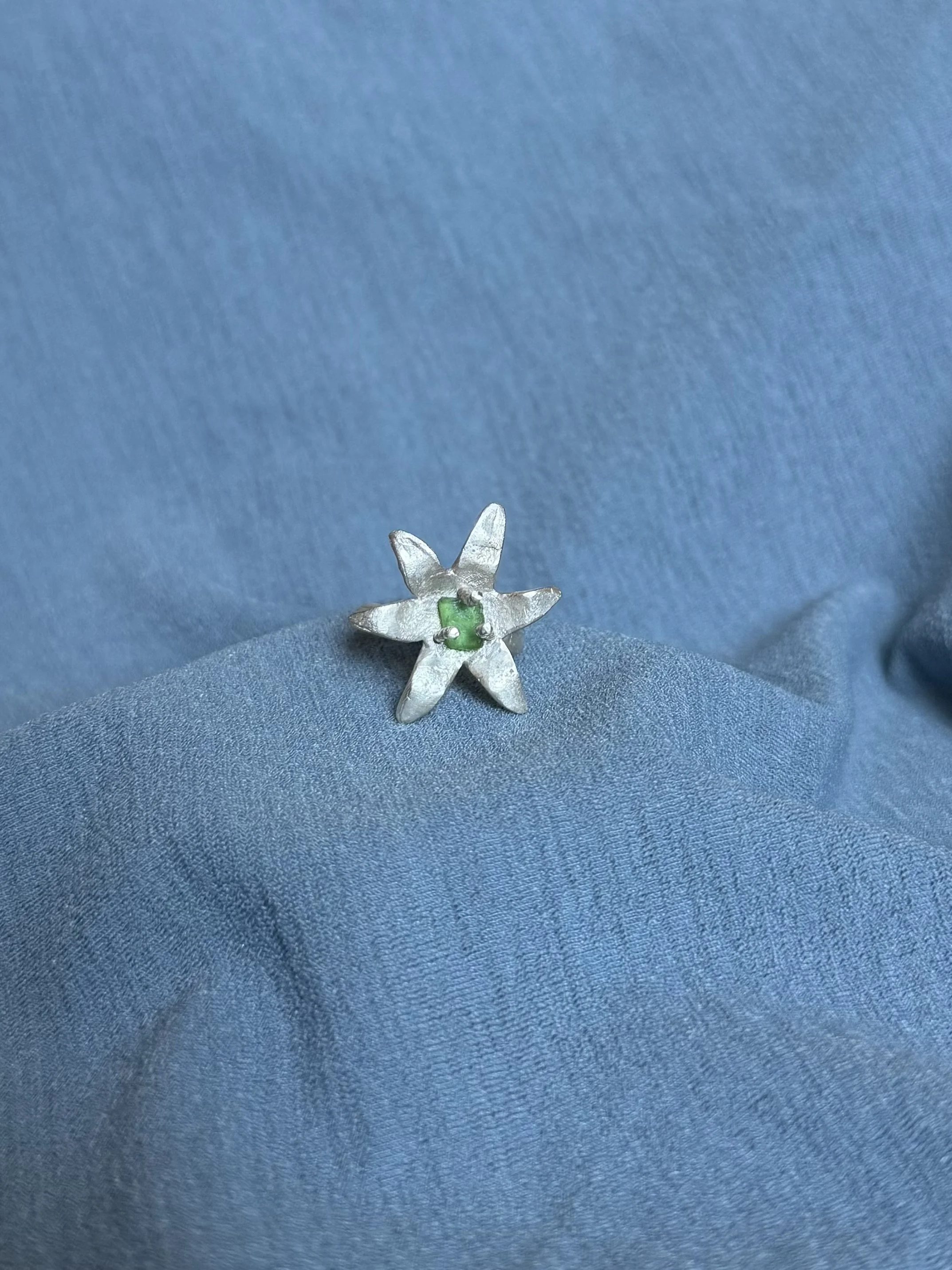 Green Sea Glass Lily Ring