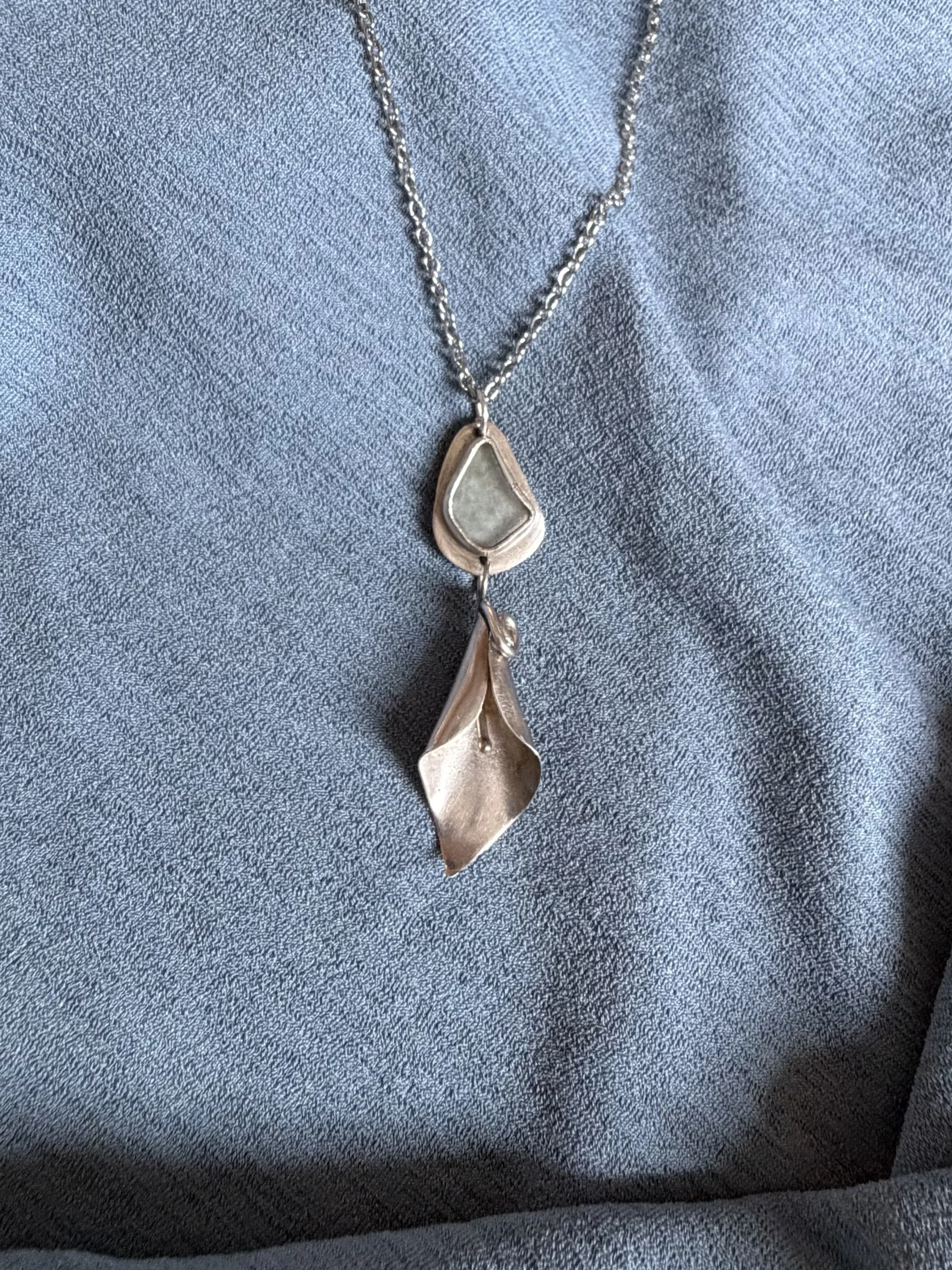 Calla Lily Sea Glass Pendant