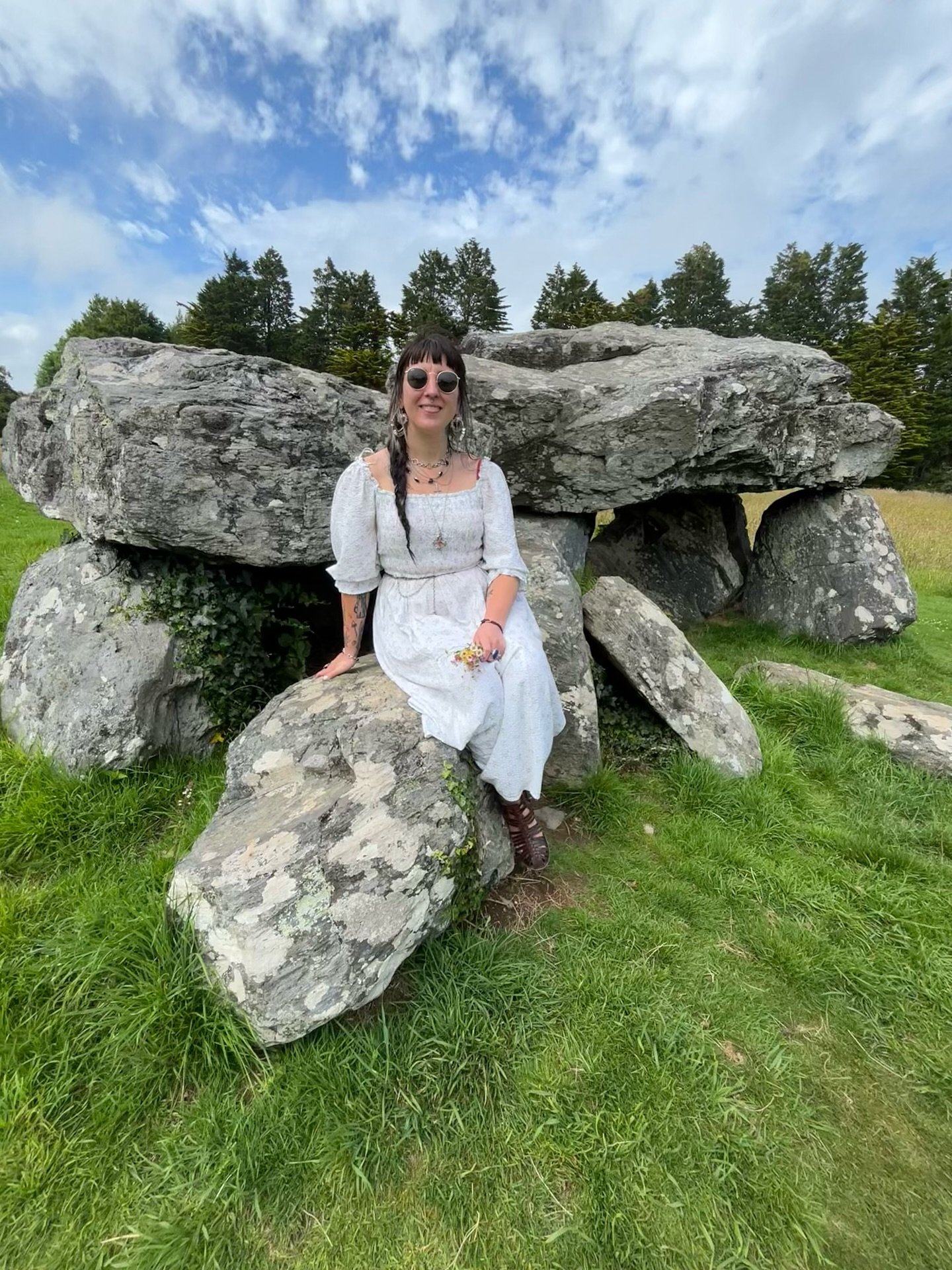 Happy solstice and happy new moon. I&rsquo;ve been in north wales this week , attending a druid ritual and hanging out in some local spots including this ancient tomb in the private estate of Plas Newydd. 
~
The standing stones are believed to be a b