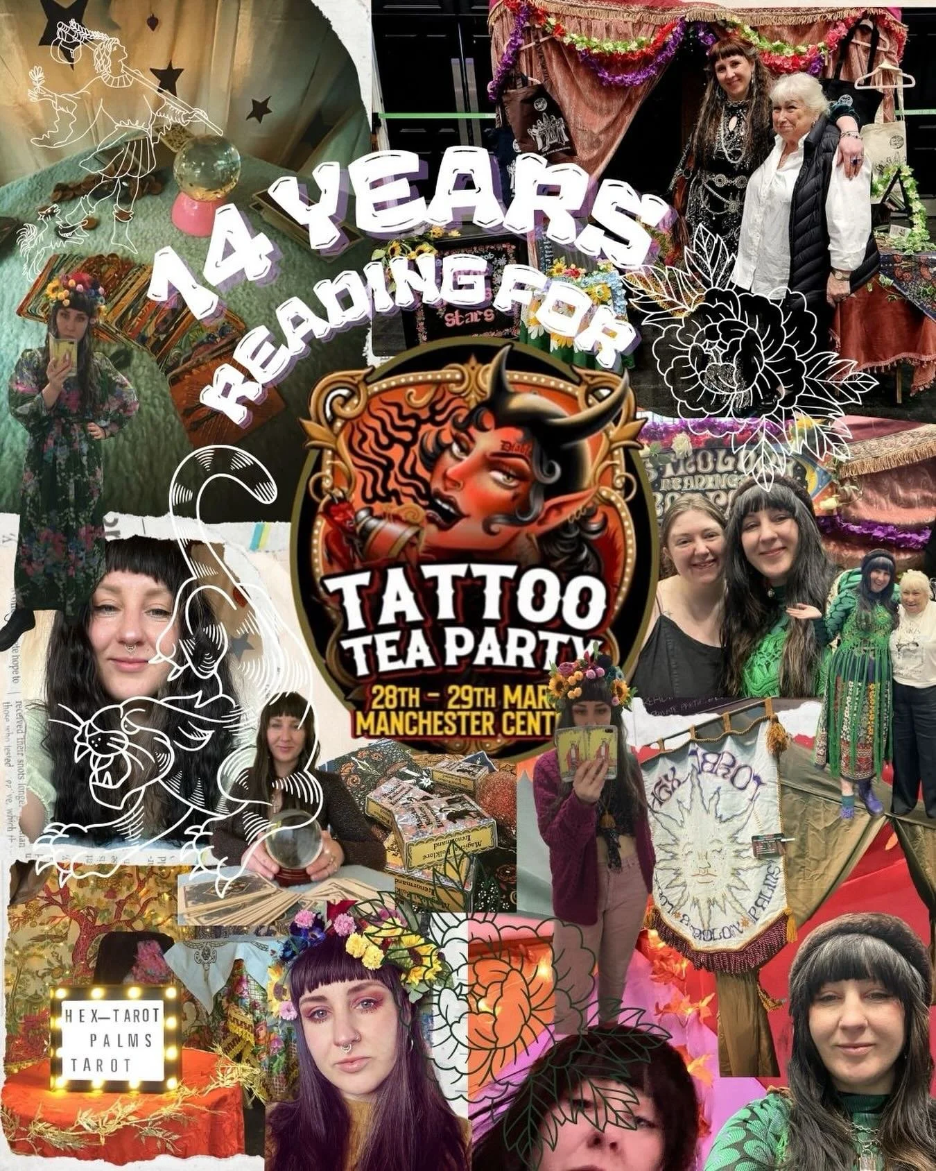 Fourteen years of reading for the tattooed folks of Manchester! I am so grateful, for the kind of clientele I get to meet at these events. So many open hearted creative people. 
~
I have a similar story to so many readers. That once the cards found u