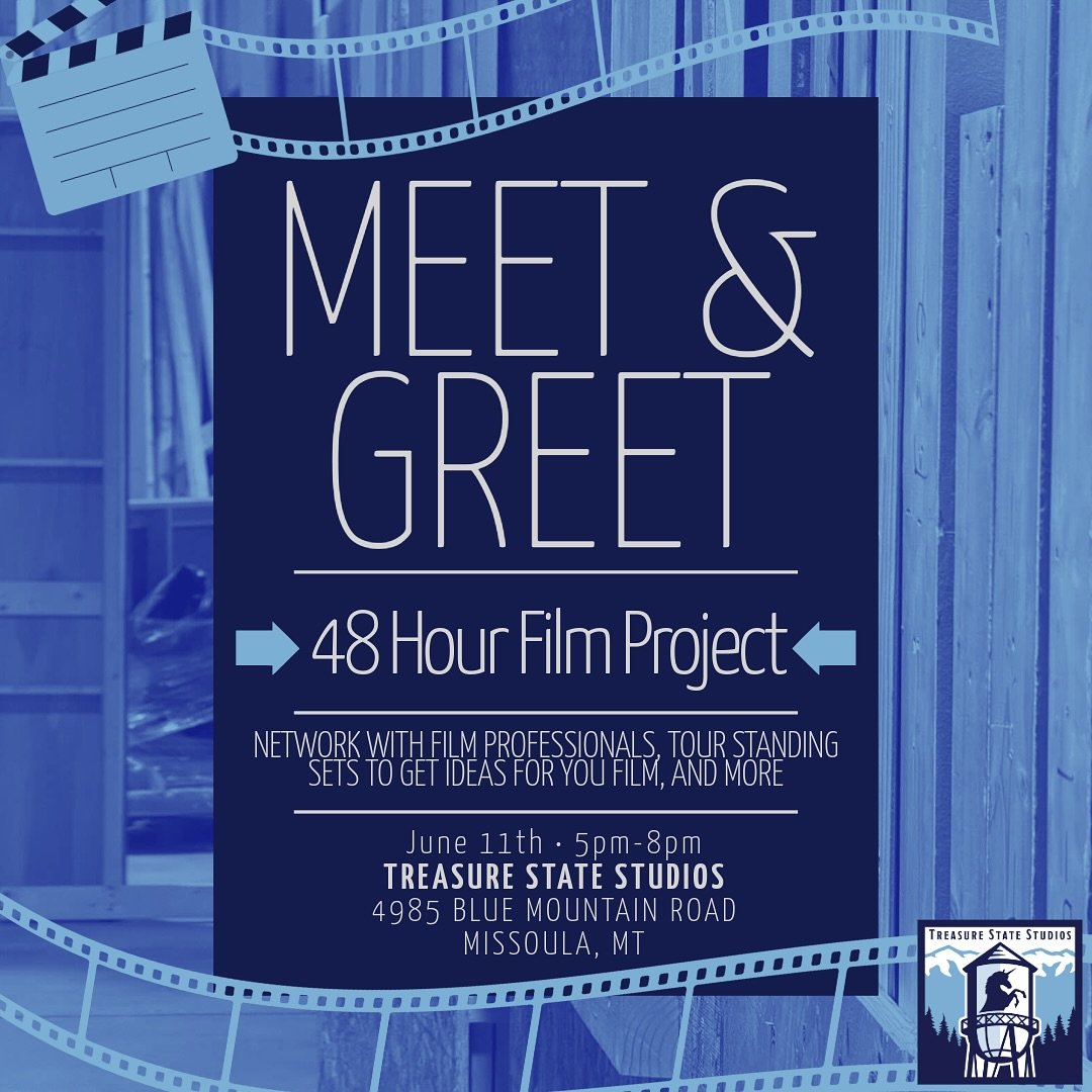 🚨48 Hour Film Project Meet &amp; Greet at Treasure State Studios happening Wednesday! 🤝

This will be a great film industry networking opportunity over snacks and drinks. We are offering 4-5 sets for teams to shoot in during the competition all for
