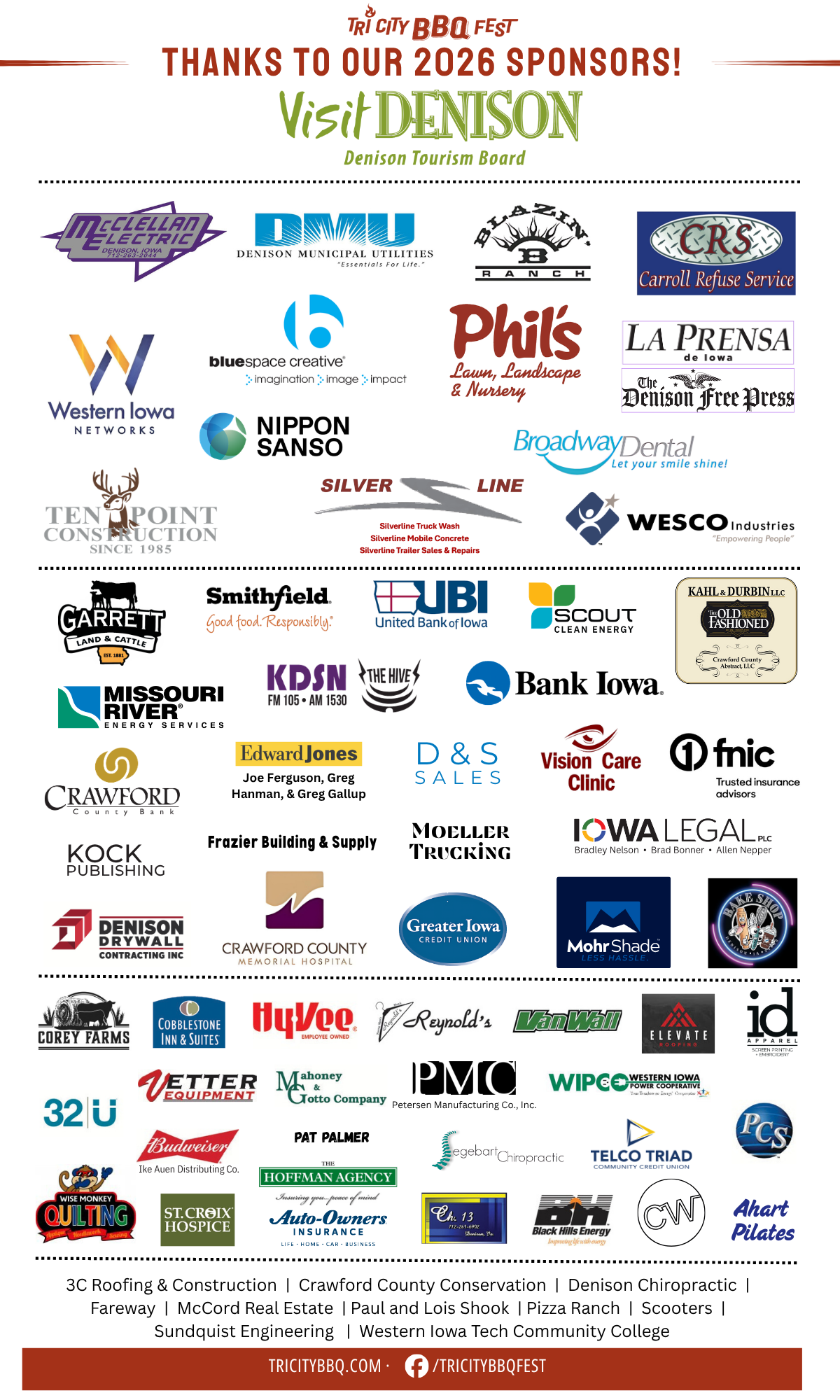 2006 Tri City BBQ Fest Sponsors, businesses in Denison and Crawford County