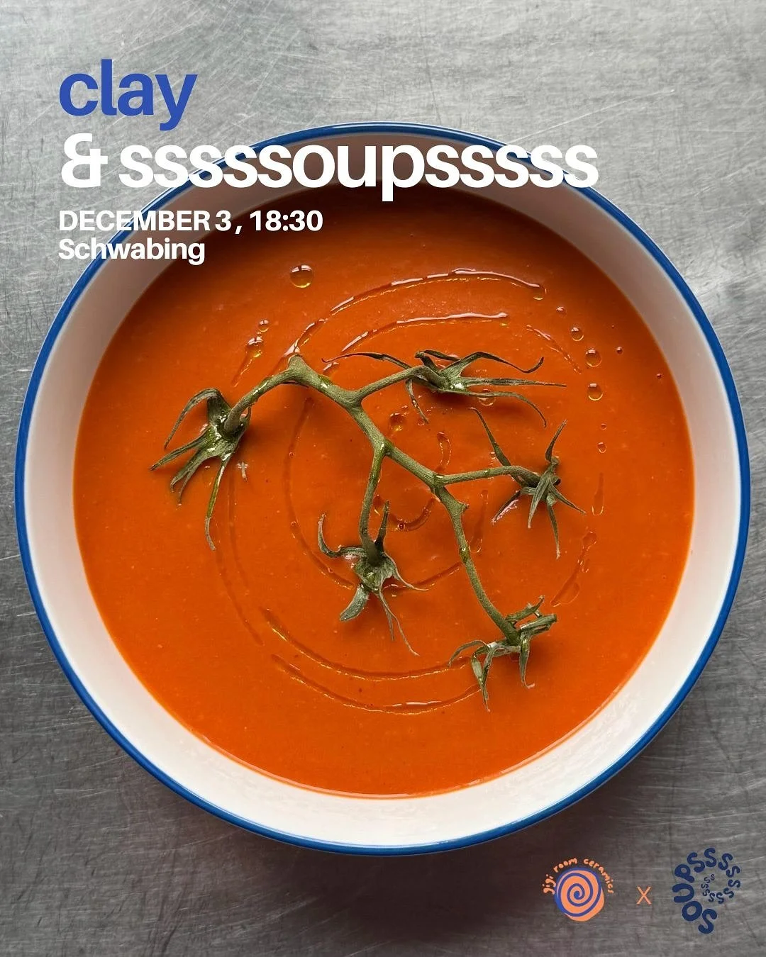 entering the last month of the year with the coziest event with @sssssoupsssss 💛

clay experience with gizem @gigiroomceramics
to create your own handmade soup bowl (it will be fired and glazed after the event)

warm, delicious soupsssss tasting by 