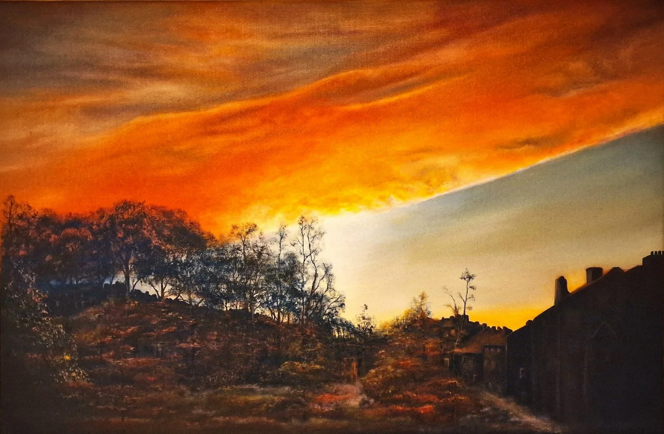 London on Fire — oil on linen canvas landscape painting by Carl Aiden Brown, AidenMay Creative London, 2026