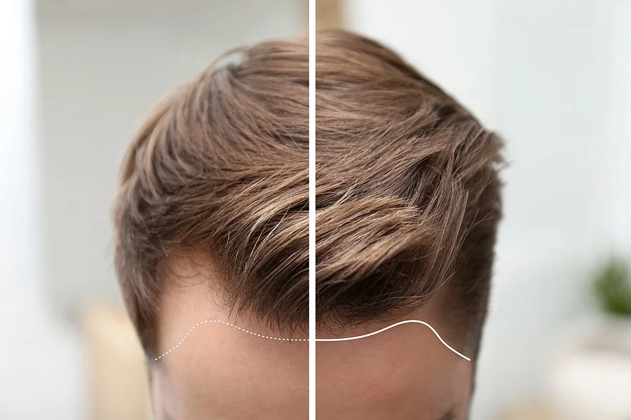 Before and after PRP Hair Restoration Treatment
