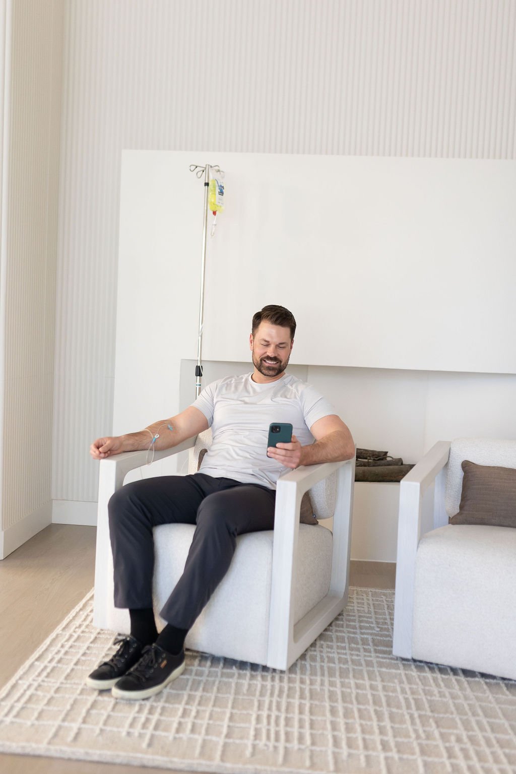Man smiling during his appointment for IV Therapy in St. Catharines at Contour Medial