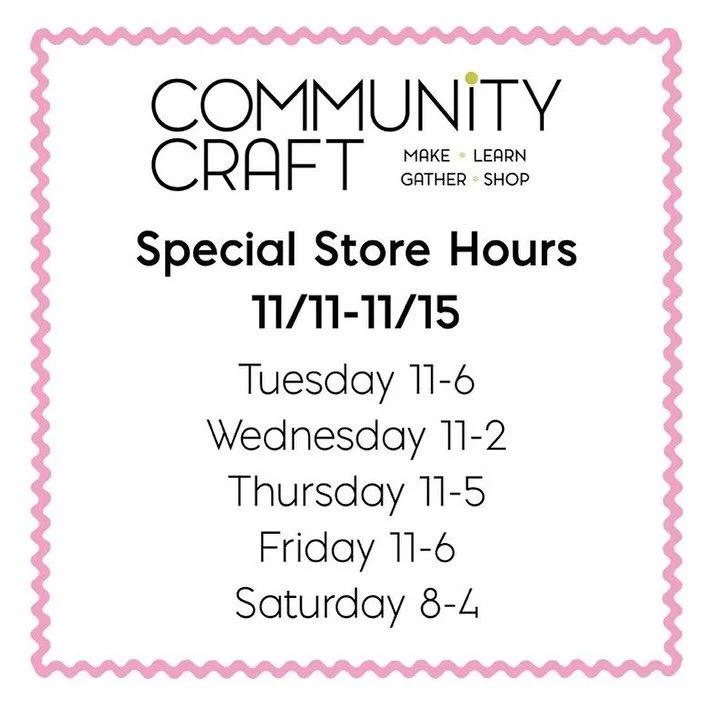 Community Craft has special limited hours this week! Closing early on Wednesday and Thursday ❣️

You can also shop our curated pop-up shop in the lobby at @circlecinema, Wednesday evening at 6:30pm, before the Reel Crafts showing of Moonstruck at 7pm