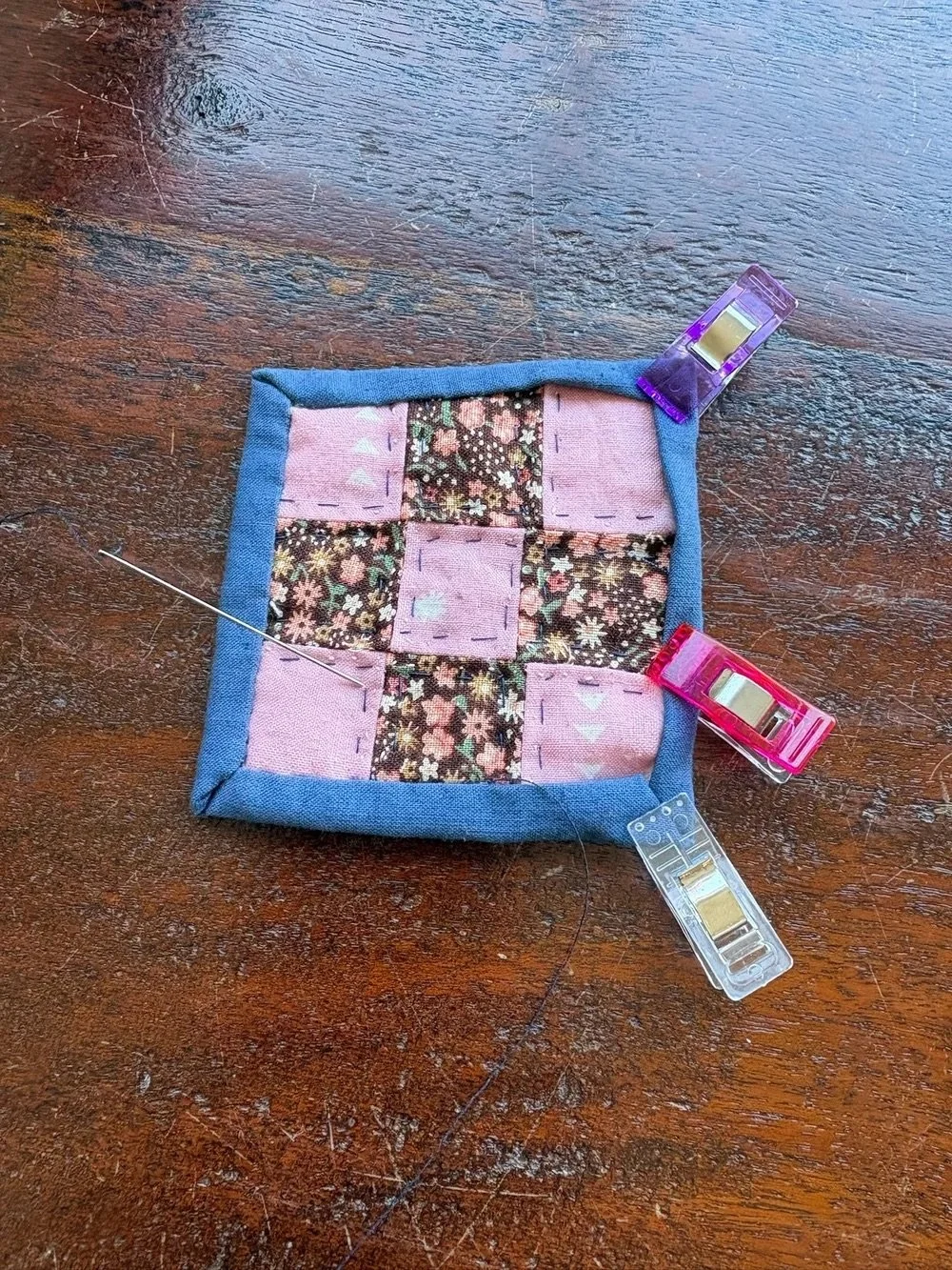 Elizabeth Martin teaches hand sewing in so many fun and creative ways, with a variety of unique projects. This Saturday morning, 10am-noon, you can sew a micro quilt with her! 

Why make a Micro Quilt? 
Create a fun &amp; quick little touchstone to k