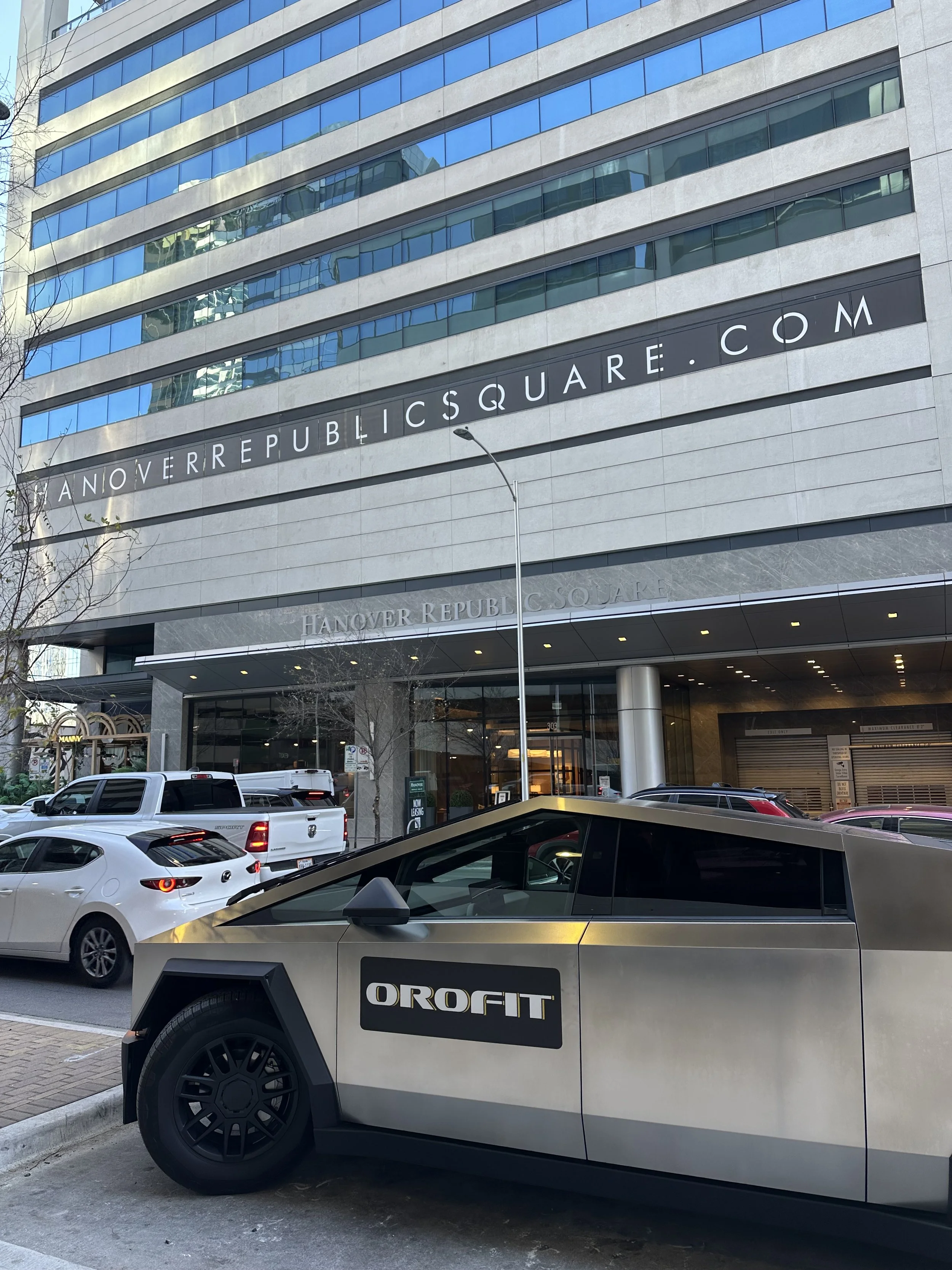 Orofit Mobile Training Cybertruck providing in-home personal training services in Austin Texas