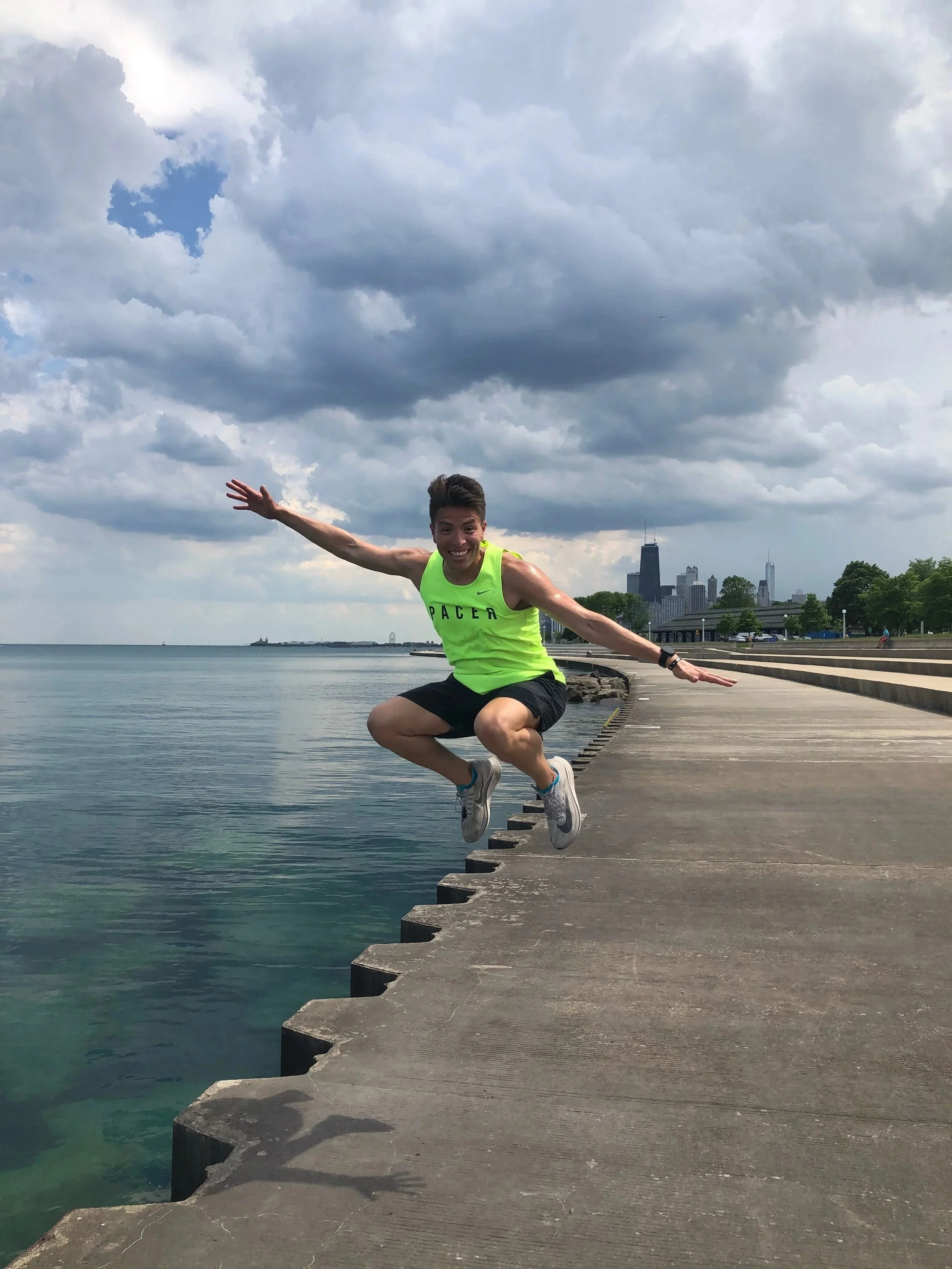 Joey Munoz performing an athletic jump during a workout in Austin Texas, founder of Orofit Mobile Training.