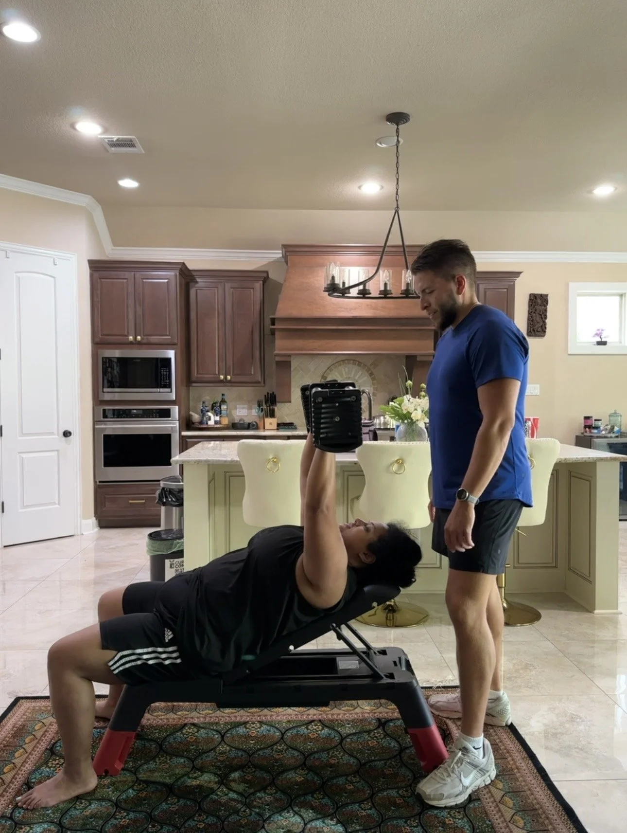 Orofit Mobile Training providing private 1-on-1 personal training in a client’s home in Austin, Texas.