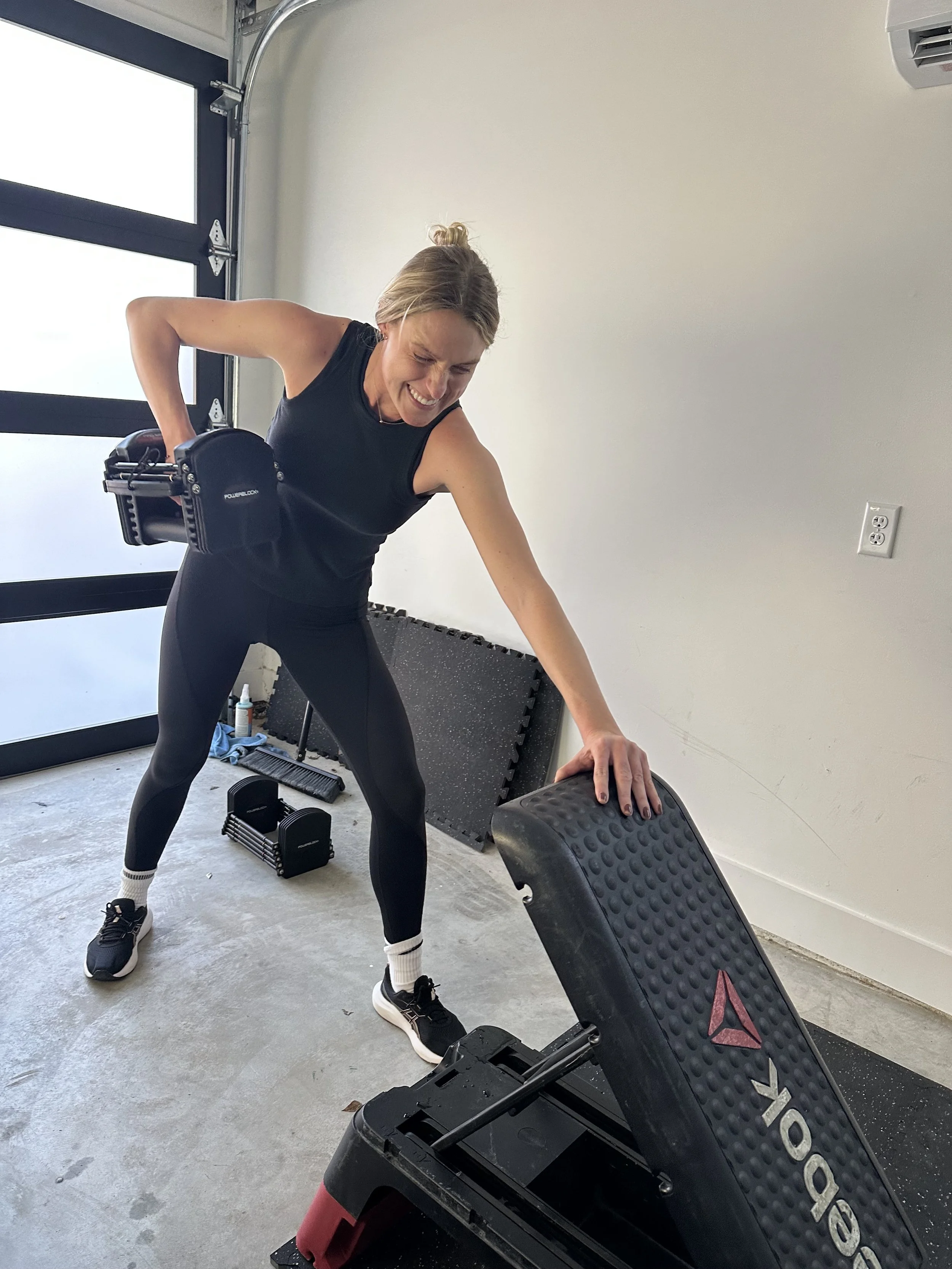 Personal trainer coaching client at home workout session in Austin Texas with Orofit Mobile Training