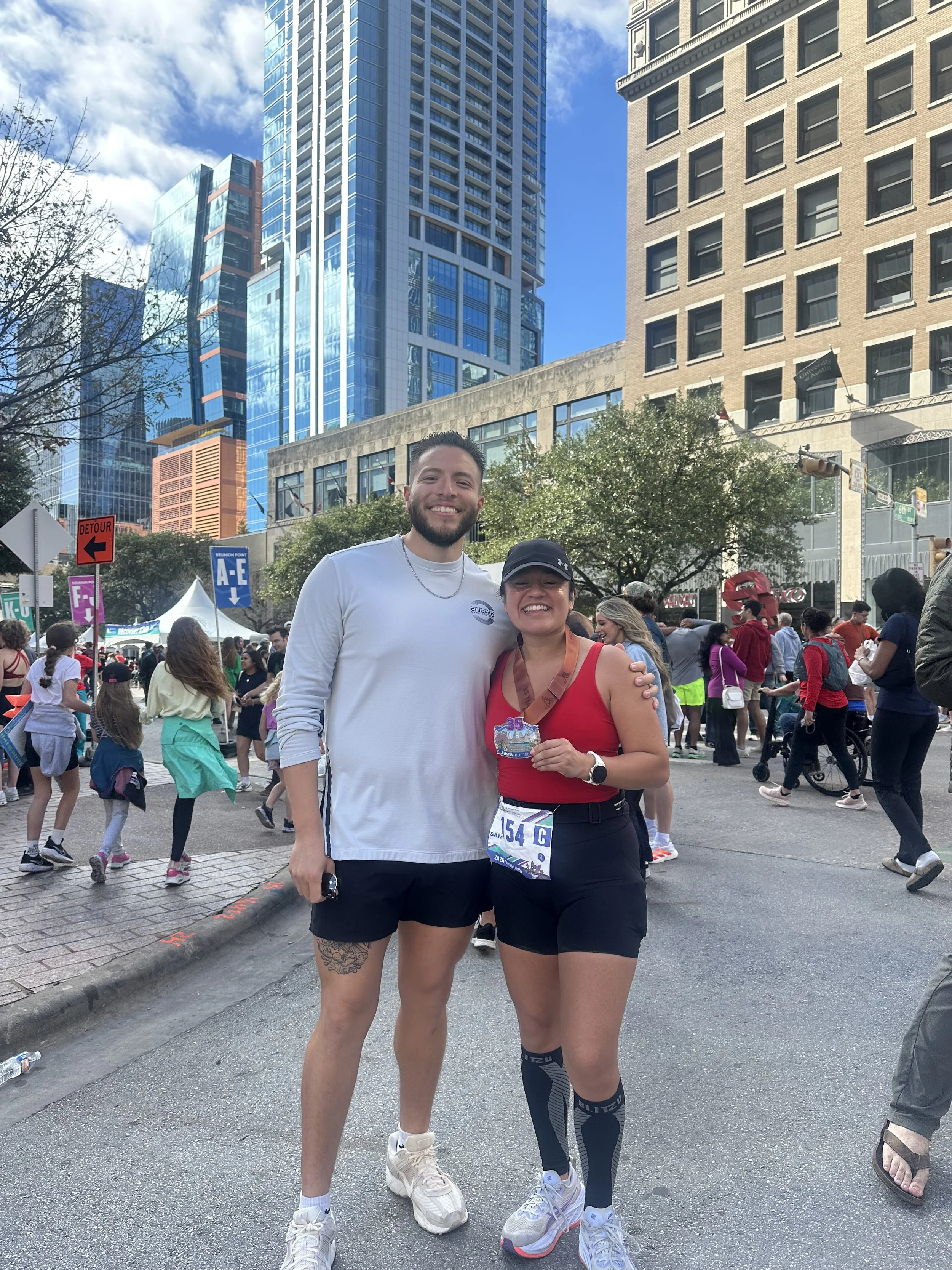 Joey Munoz of Orofit Mobile Training with a marathon training client in Austin, Texas