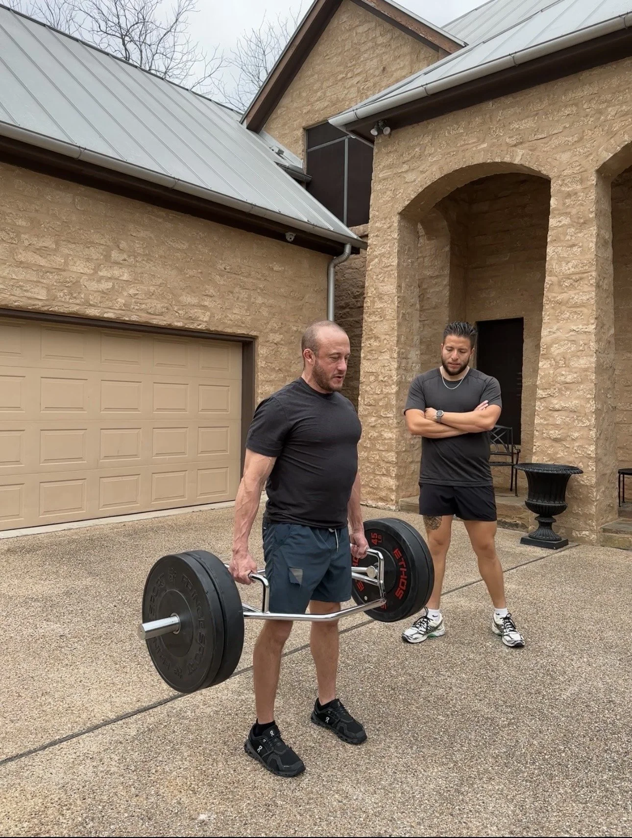 Orofit Mobile Training personal trainer working with a client outside his home in Austin, Texas.