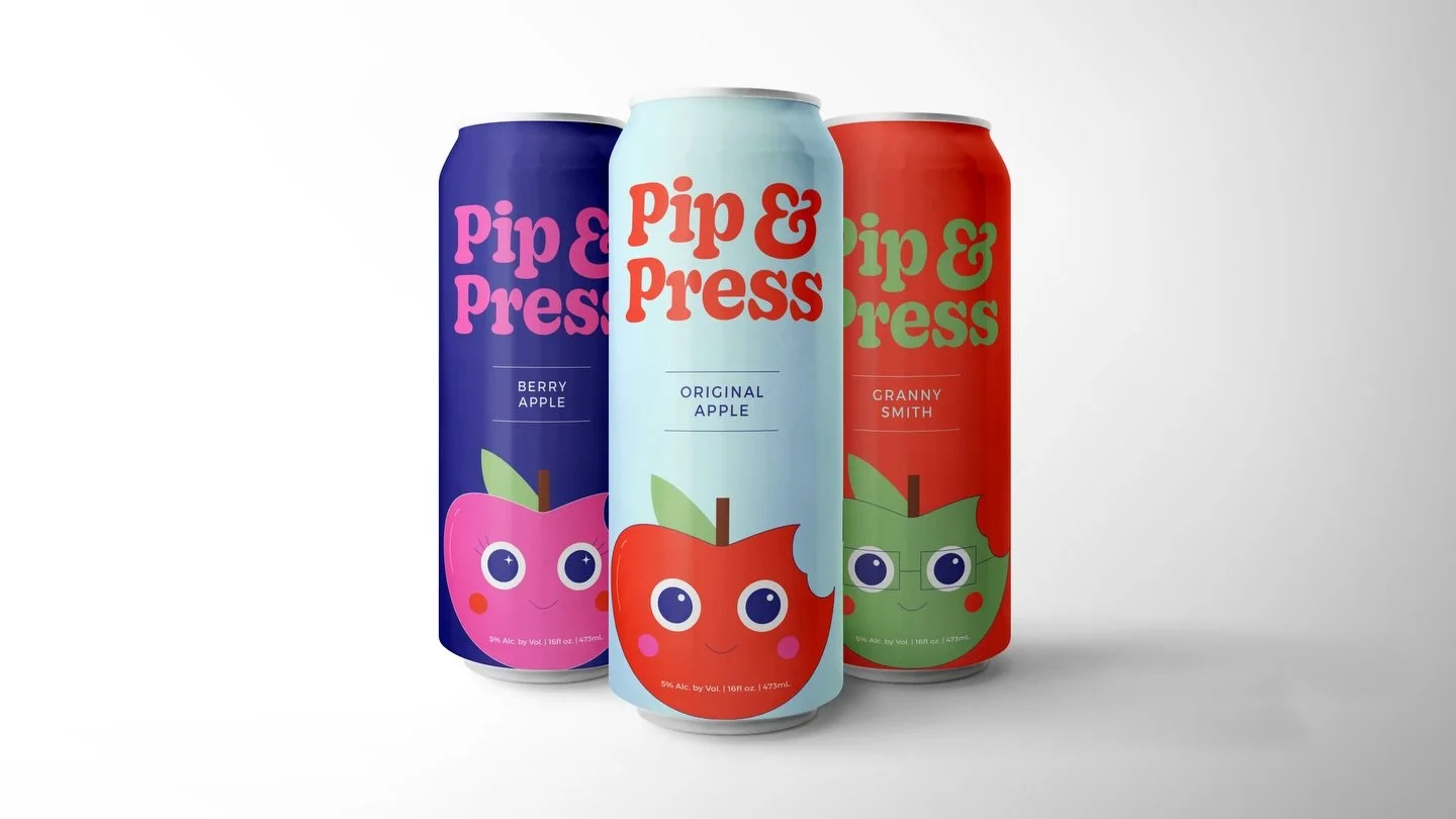 With the semester officially over I wanted to share another project from my package design class! 

Introducing a playful cider company, Pip &amp; Press! 🍎🍺

Can&rsquo;t wait to share more projects from this past semester soon!