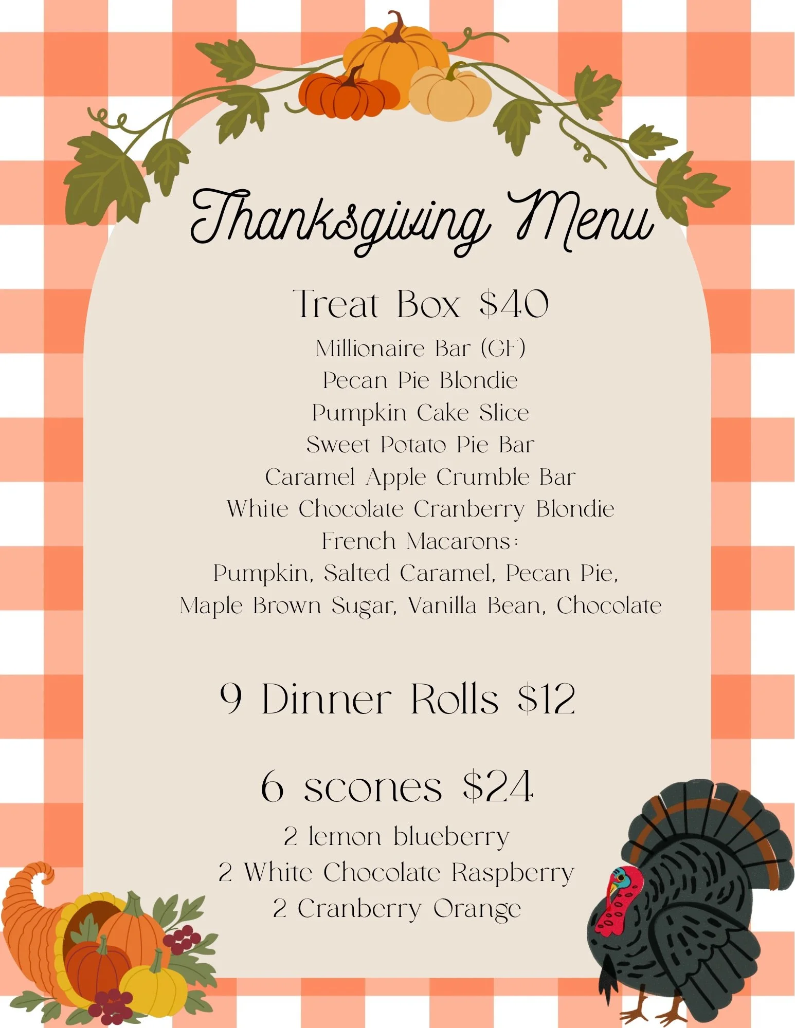 Thanksgiving Pre-Order Menu