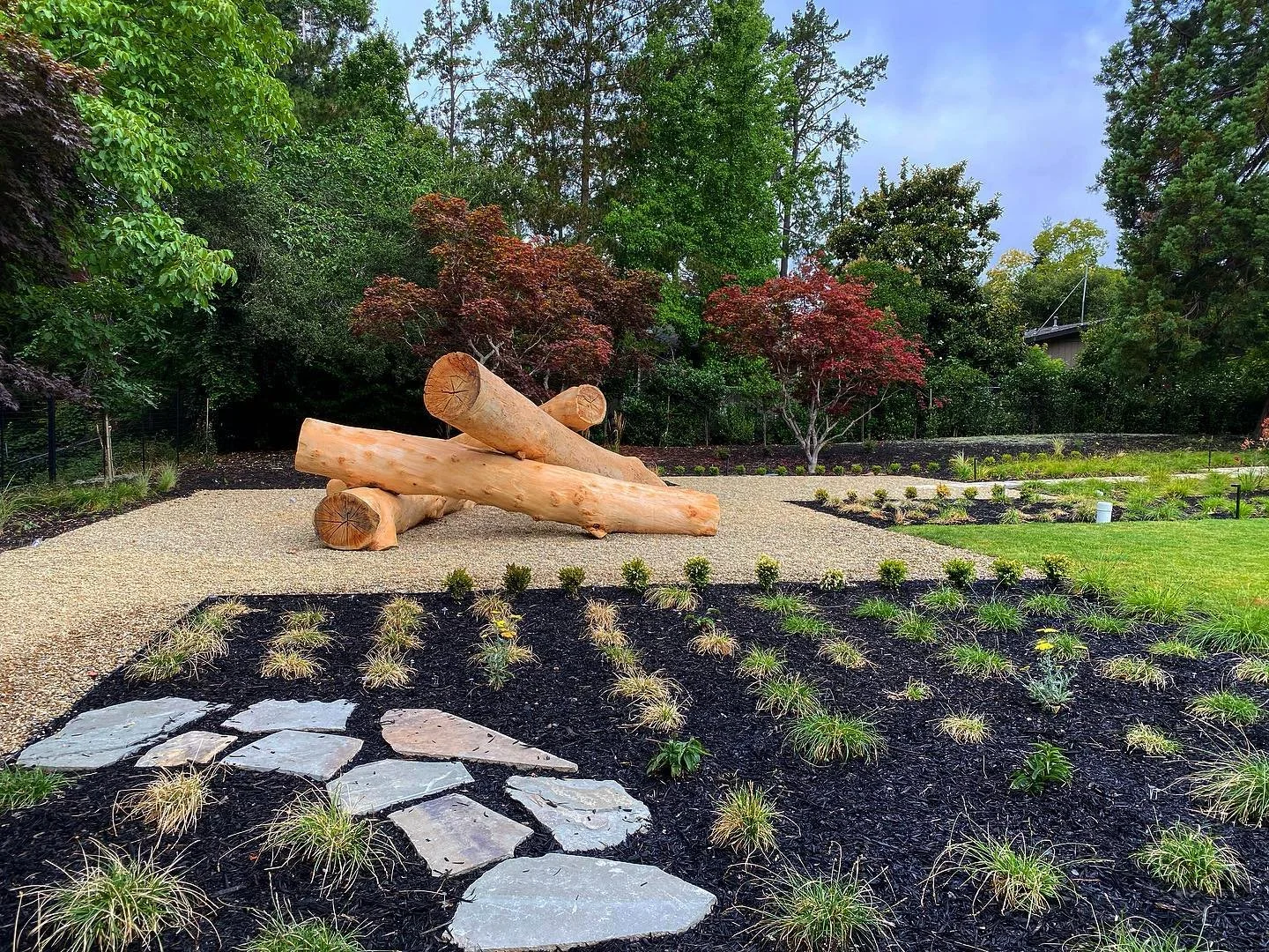 Functional art is the best art! Eucalyptus log play structure complete and ready for use
.
.
.
#art #design #logs #wood #landscapedesign #landscapearchitecture