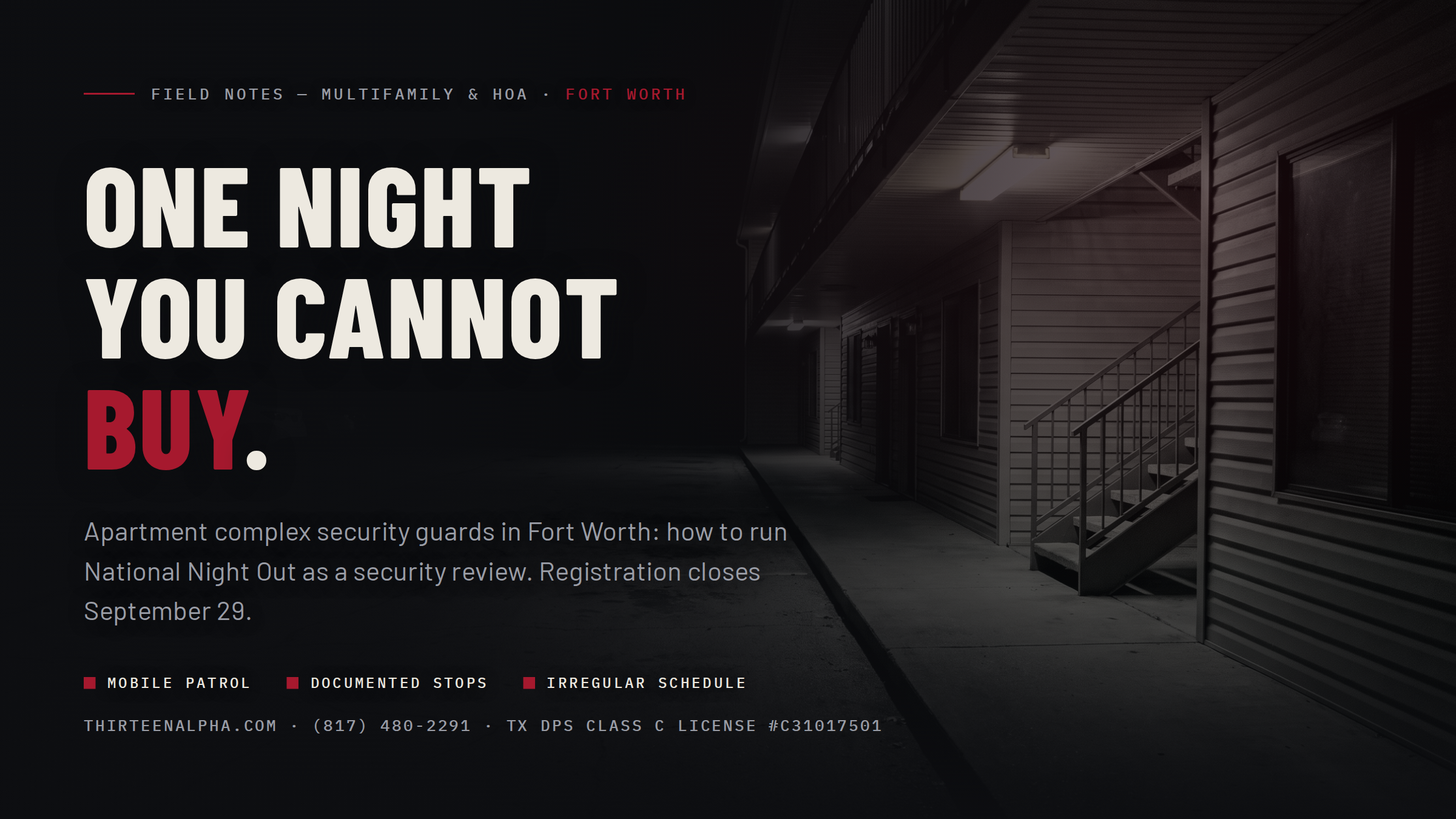 Apartment Complex Security Guards in Fort Worth: Use National Night Out