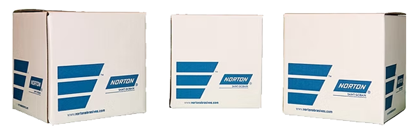 Three Norton brand cardboard boxes with blue logo and text on white background.