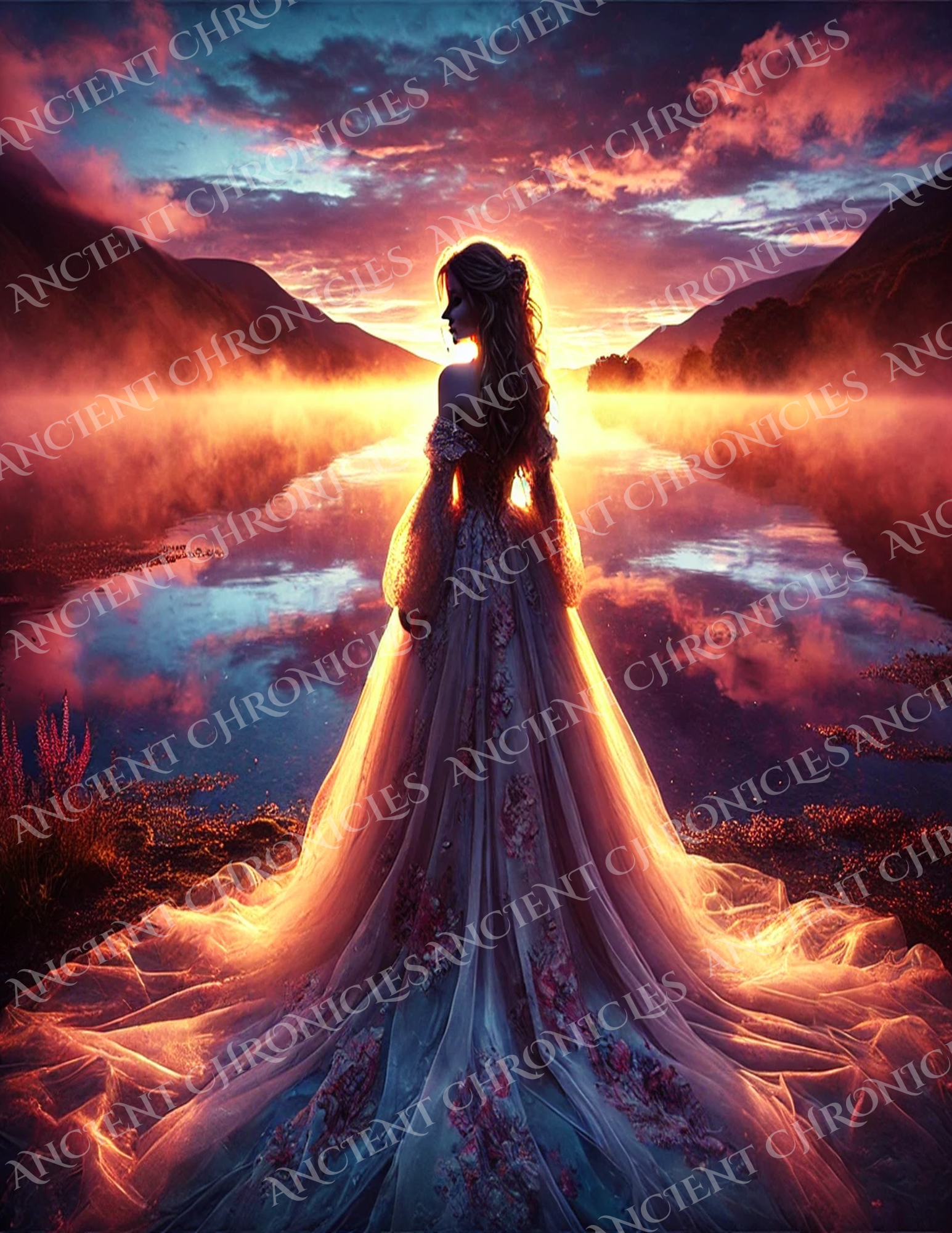 Enchanted Lady Wall Art – Lady of the Loch | Celtic Fantasy Romantic Print | Digital Download