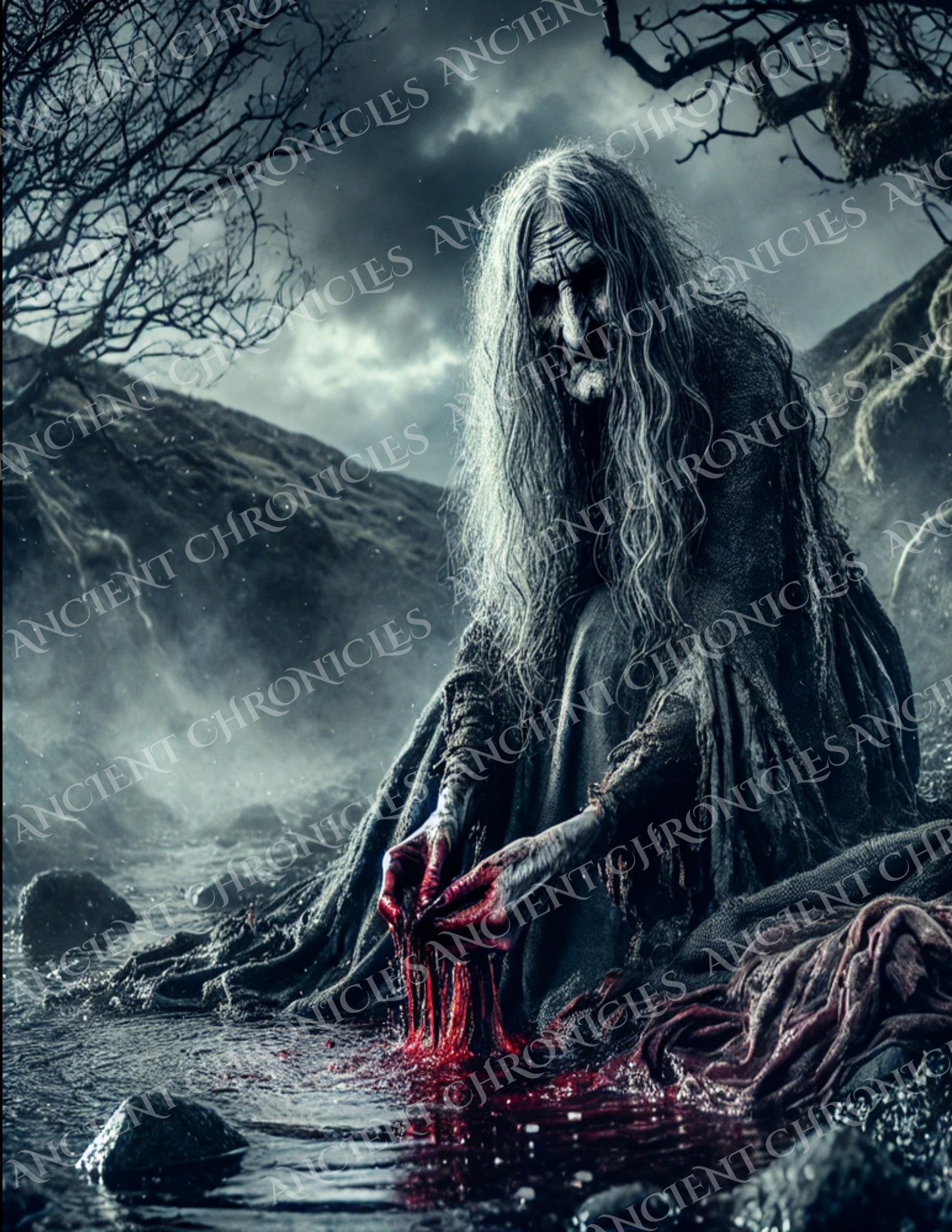 The Washer at the Ford Wall Art – Celtic Banshee Print | Scottish Folklore Digital Download