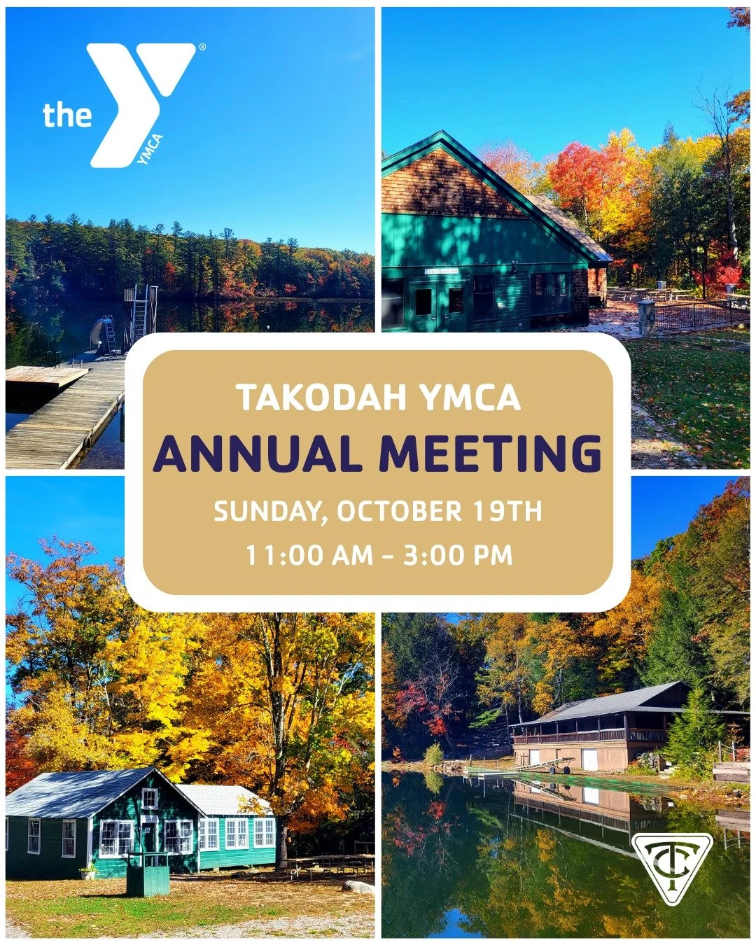 Join us for the Takodah YMCA Annual Meeting on Sunday, October 19th (11–3pm) at YMCA Camp Takodah. Lunch, camp tours, awards, and more—it’s the perfect day to reconnect.
Free to attend, RSVP through the link in our bio!