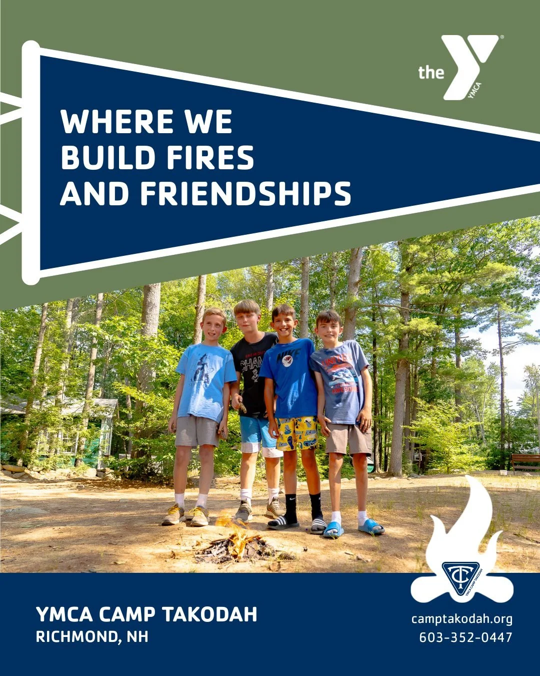 YMCA Camp Takodah: Where We Build Fires &amp; Friendships

At Takodah, sparks fly &mdash; not just from the fire pit, but from friendships that last a lifetime. Campers learn to lead, laugh, and lean on each other &mdash; because the best memories ar
