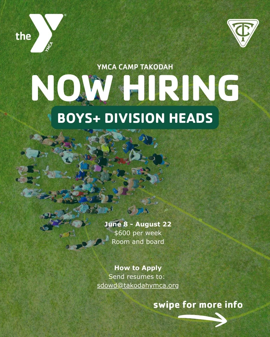 Make your summer count - we're hiring for senior leadership positions this summer! ☀️☀️☀️ Click the link in our bio to apply now!

#camptakodah #summercamp #nowhiring