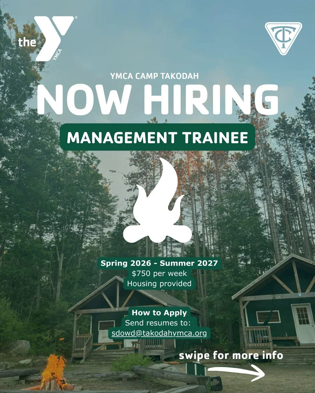 We are hiring for our Year Round Team! Our Management Trainee position is a good fit for those who want to gain professional skills, looking for future careers in the nonprofit, camp, education, or recreation sectors.

Learn more at camptakodah.org.
