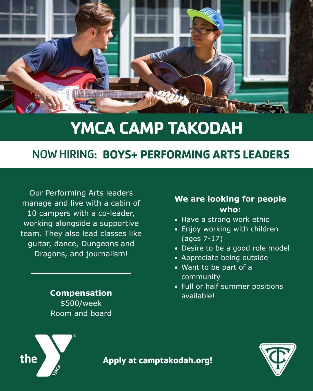 Want to help kids shine like the stars they are? ✨ We are hiring boys+ Performing Arts Cabin Leaders for this summer! Learn more &amp; apply at camptakodah.org.

#camptakodah #nowhiring #summercamp