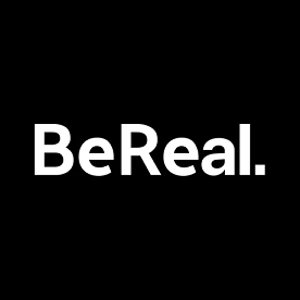 BeReal logo with black background and white text.