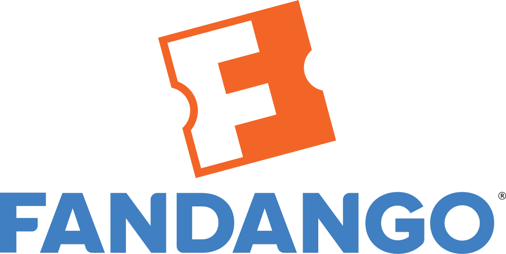 Fandango logo featuring an orange ticket with a white "F" and the word "FANDANGO" below.