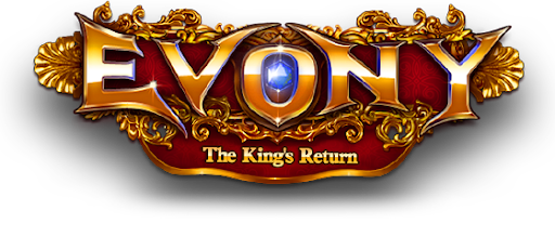 Logo of "Evony: The King's Return" with ornate golden text and a gemstone.