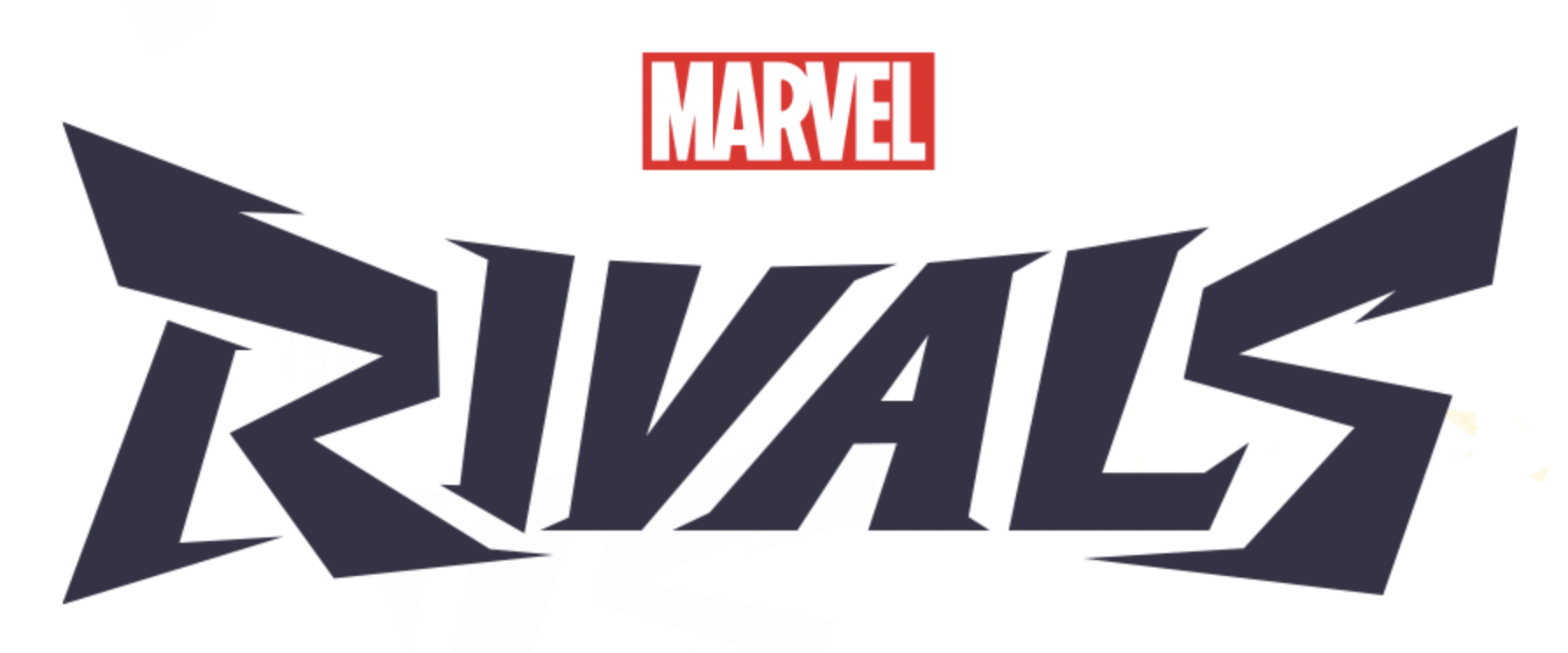 Marvel Rivals logo with bold, stylized text and red Marvel banner.