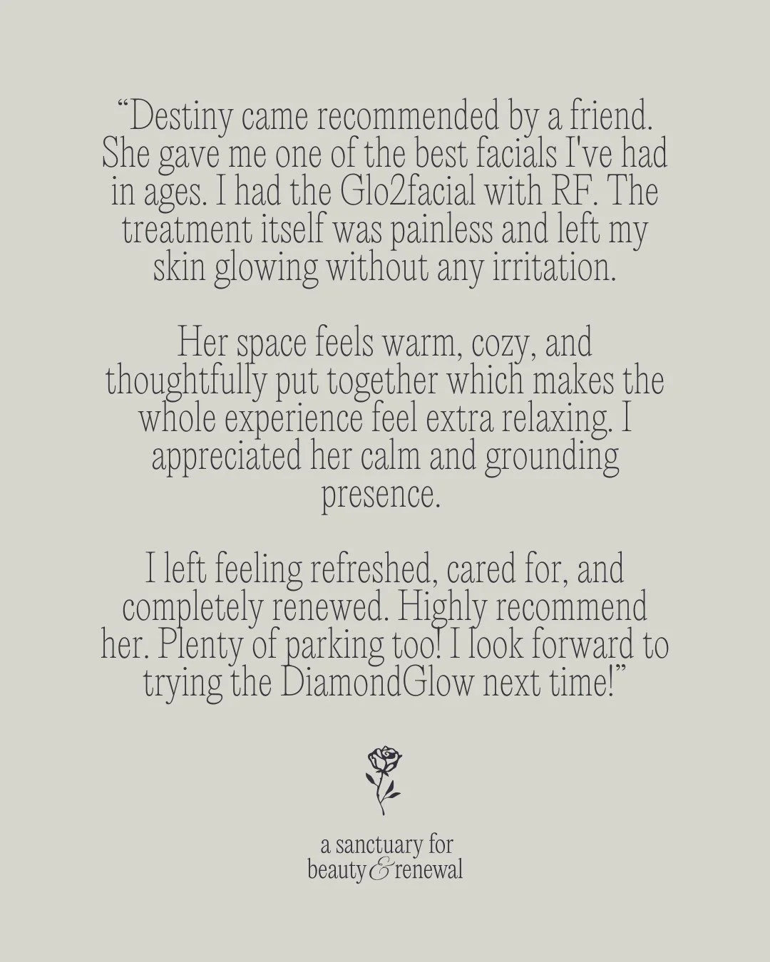 Thoughtful care. Visible results. A space designed to help you truly unwind.

From Glo2Facial to DiamondGlow, our results-driven facials are designed to restore skin, refine texture, and support lasting radiance.

Visit the link in bio to book your n