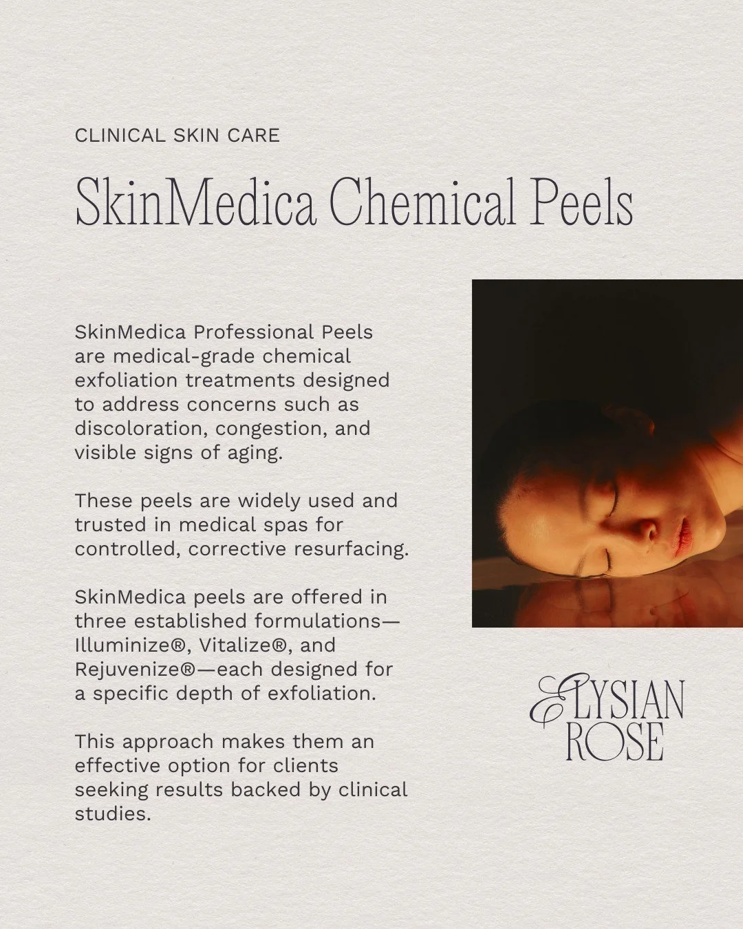 SkinMedica&reg; Chemical Peels &mdash; a gold standard in clinical skin renewal. 🧡

Evidence-based formulations.
Visible results.
Limited downtime.

Peel season is here.

✨ Visit the blog to learn the difference between Illuminize&reg;, Vitalize&reg