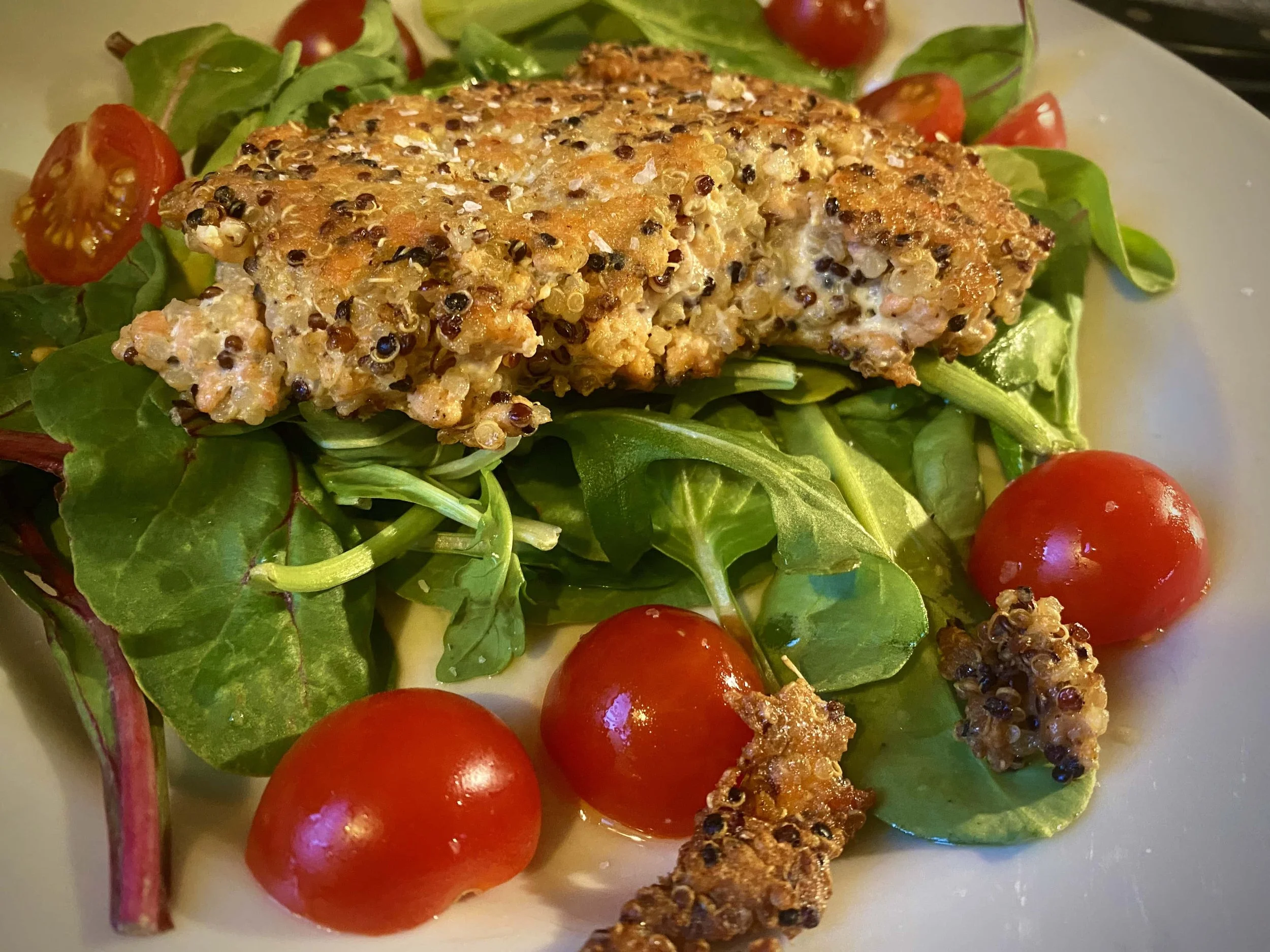 Salmon quinoa fritters