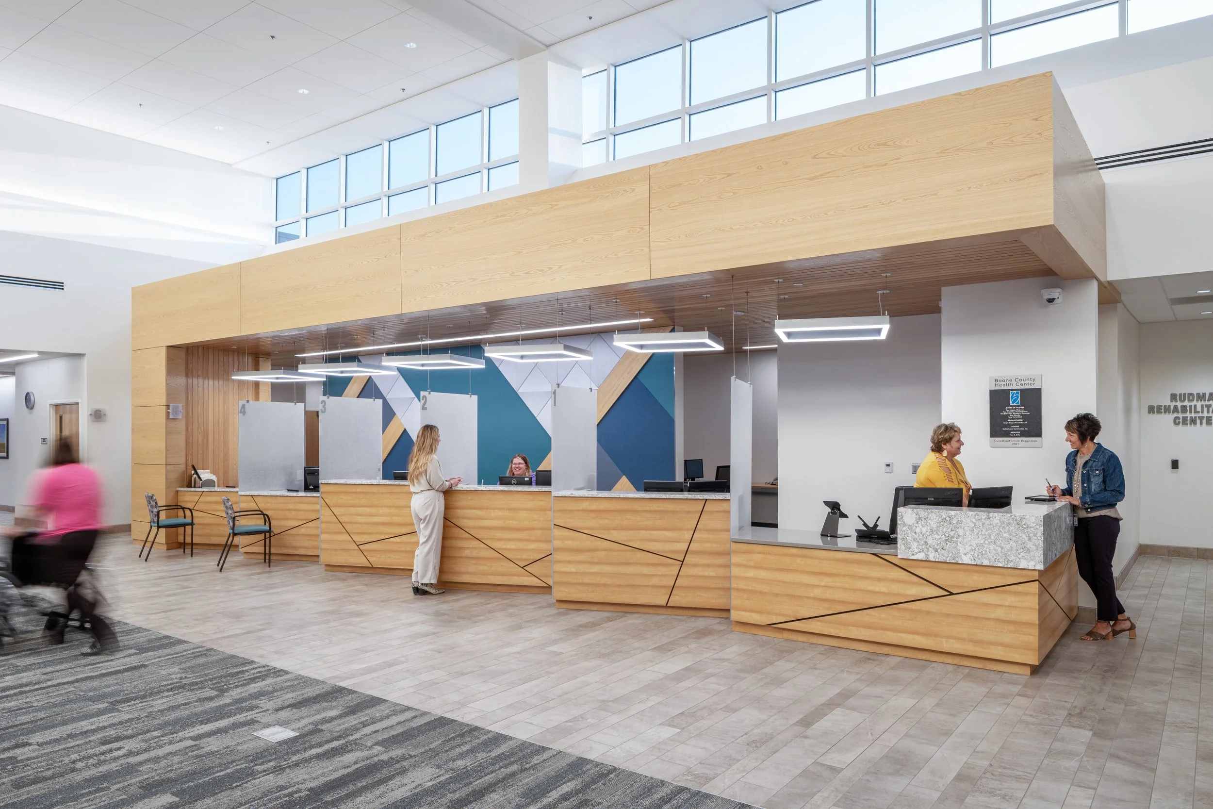 View of check in at Boone County health facility.